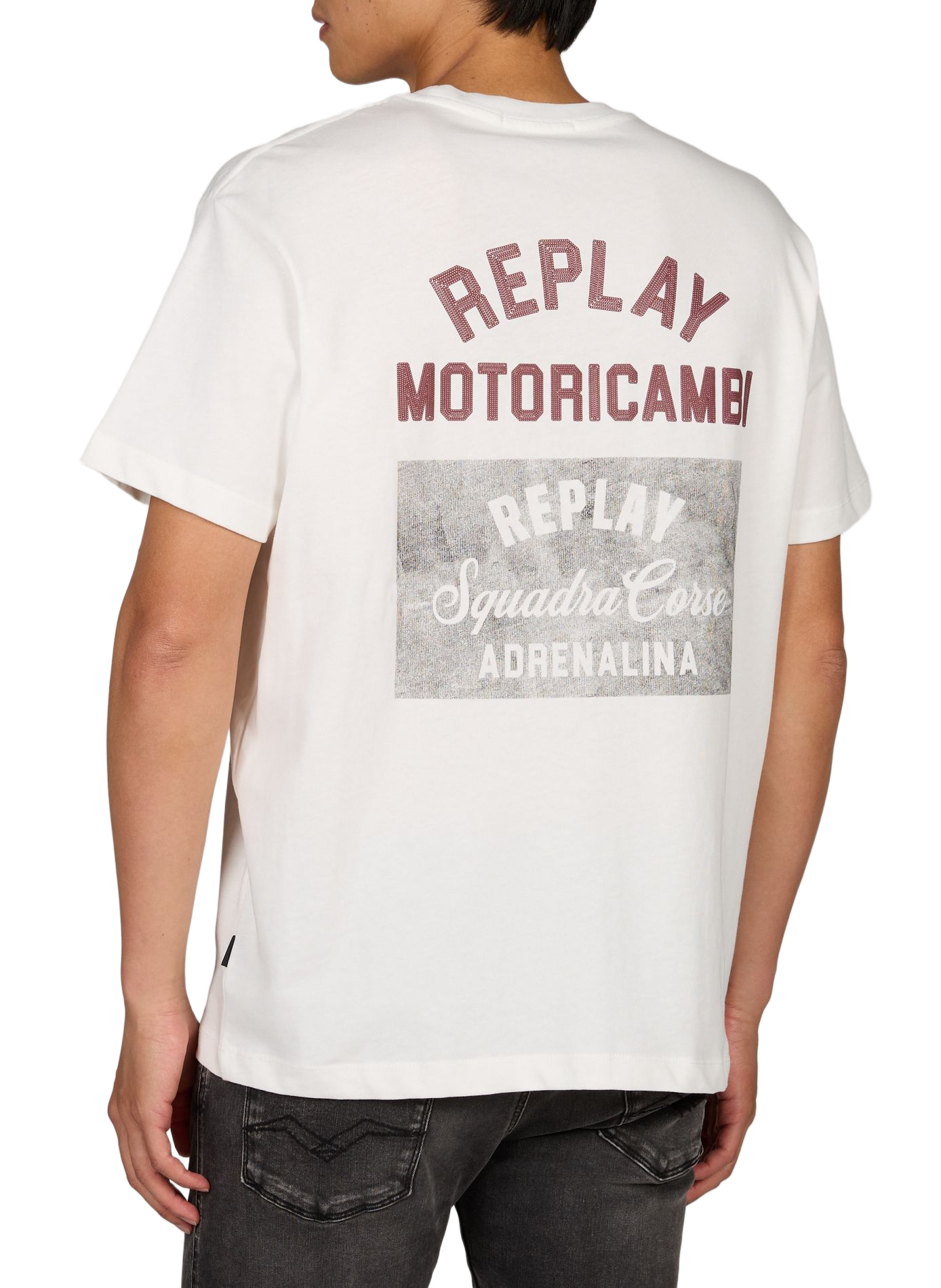 Oversized printed cotton t-shirt REPLAY Beige