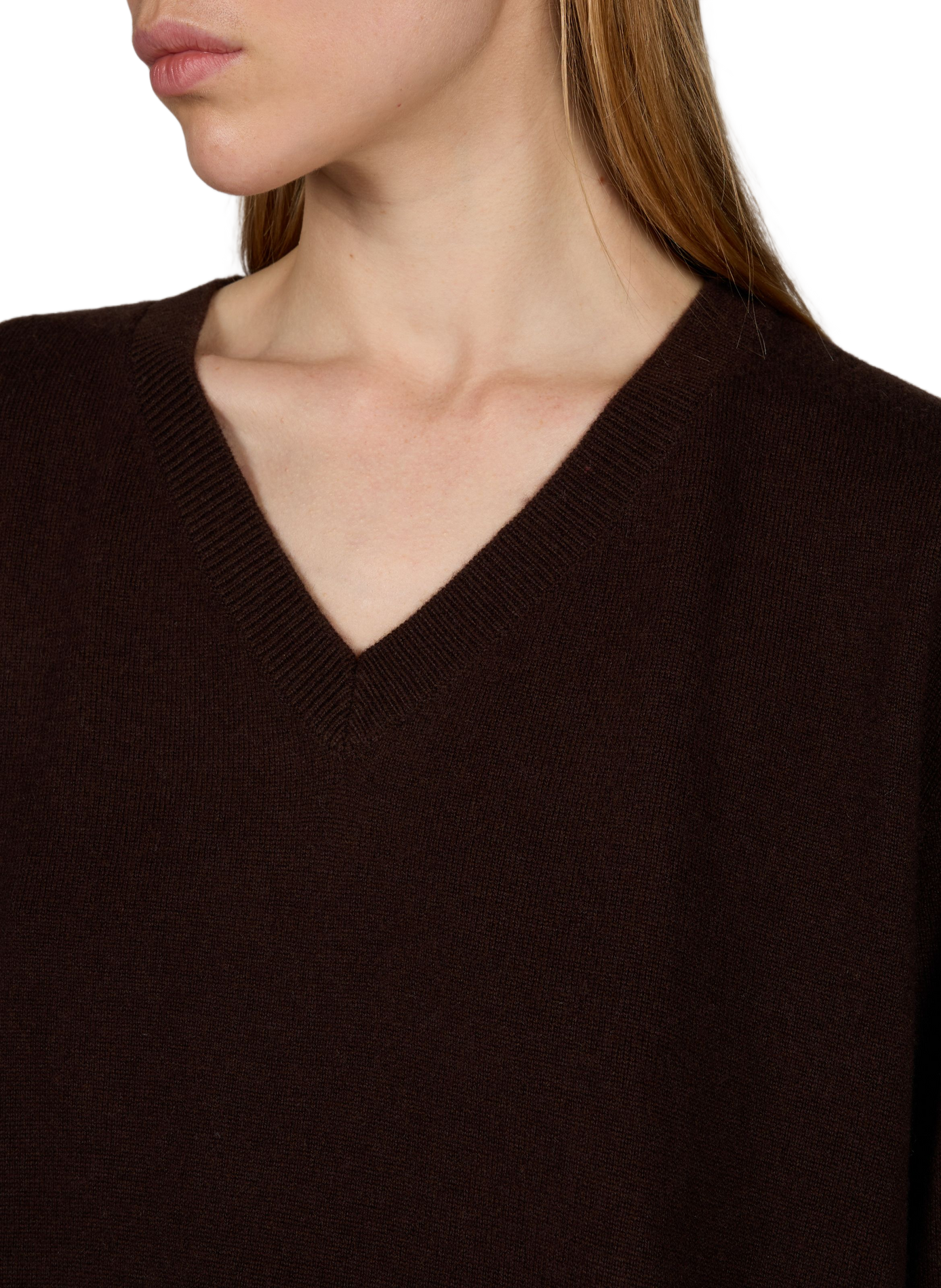Oversized V-neck wool and cashmere sweater PETITE MENDIGOTE Brown