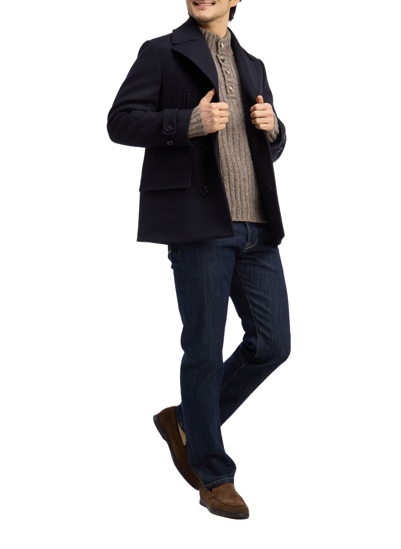 Manteau col tailleur en laine mélangée EDEN PARK Blauw