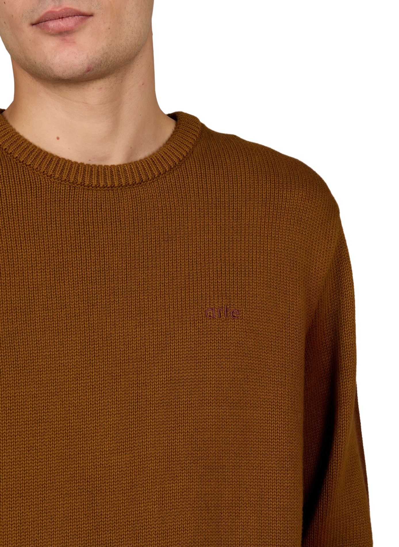 Ruime washed-look trui met ronde hals ARTE ANTWERP Bruin