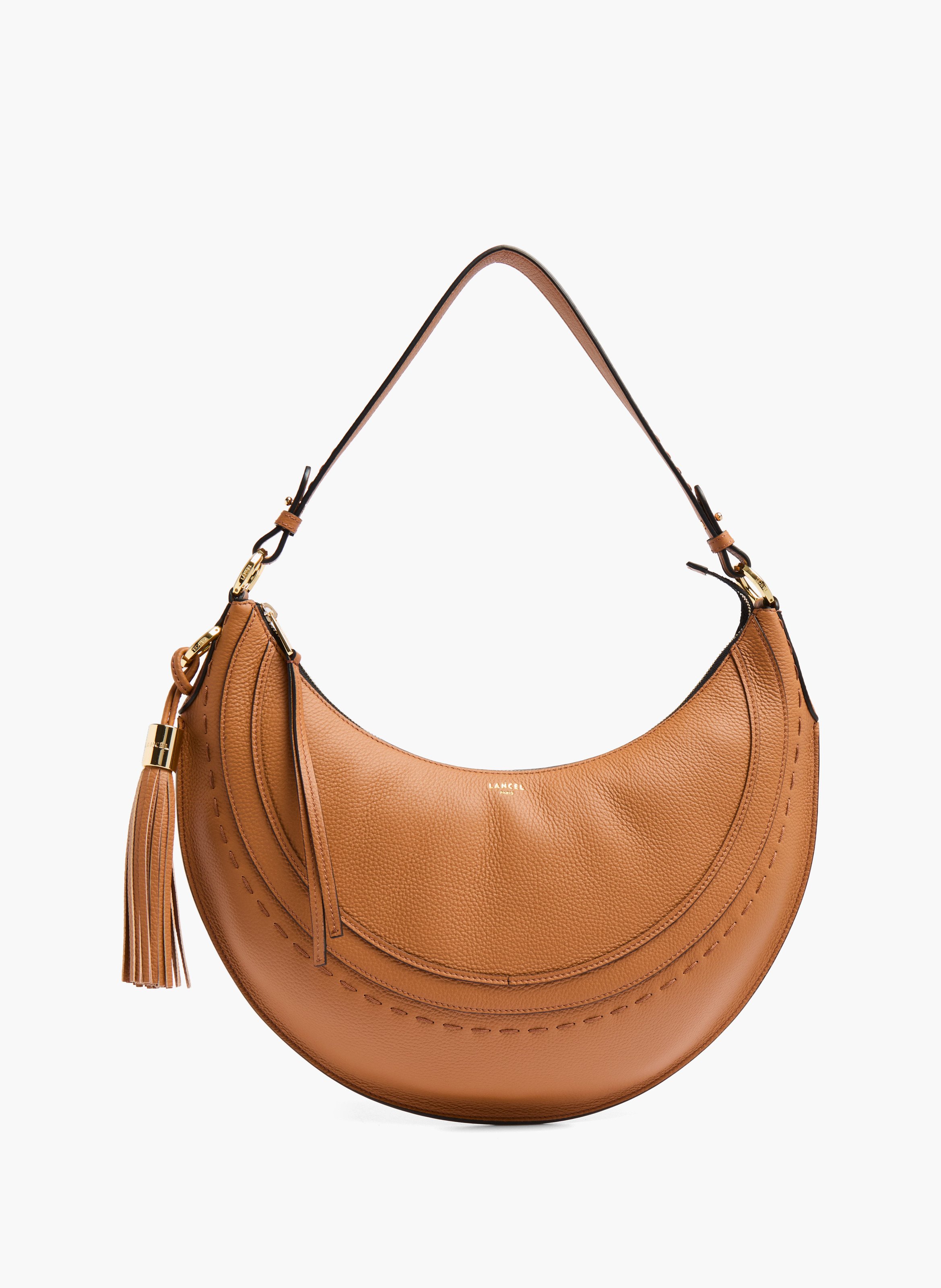 Sac à main hobohme en cuir gaufré. LANCEL Marron