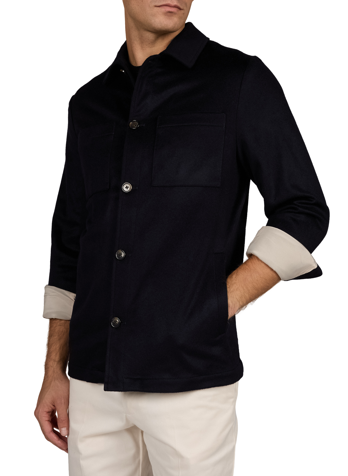 Straight wool and cashmere jacket AURELIEN Blue