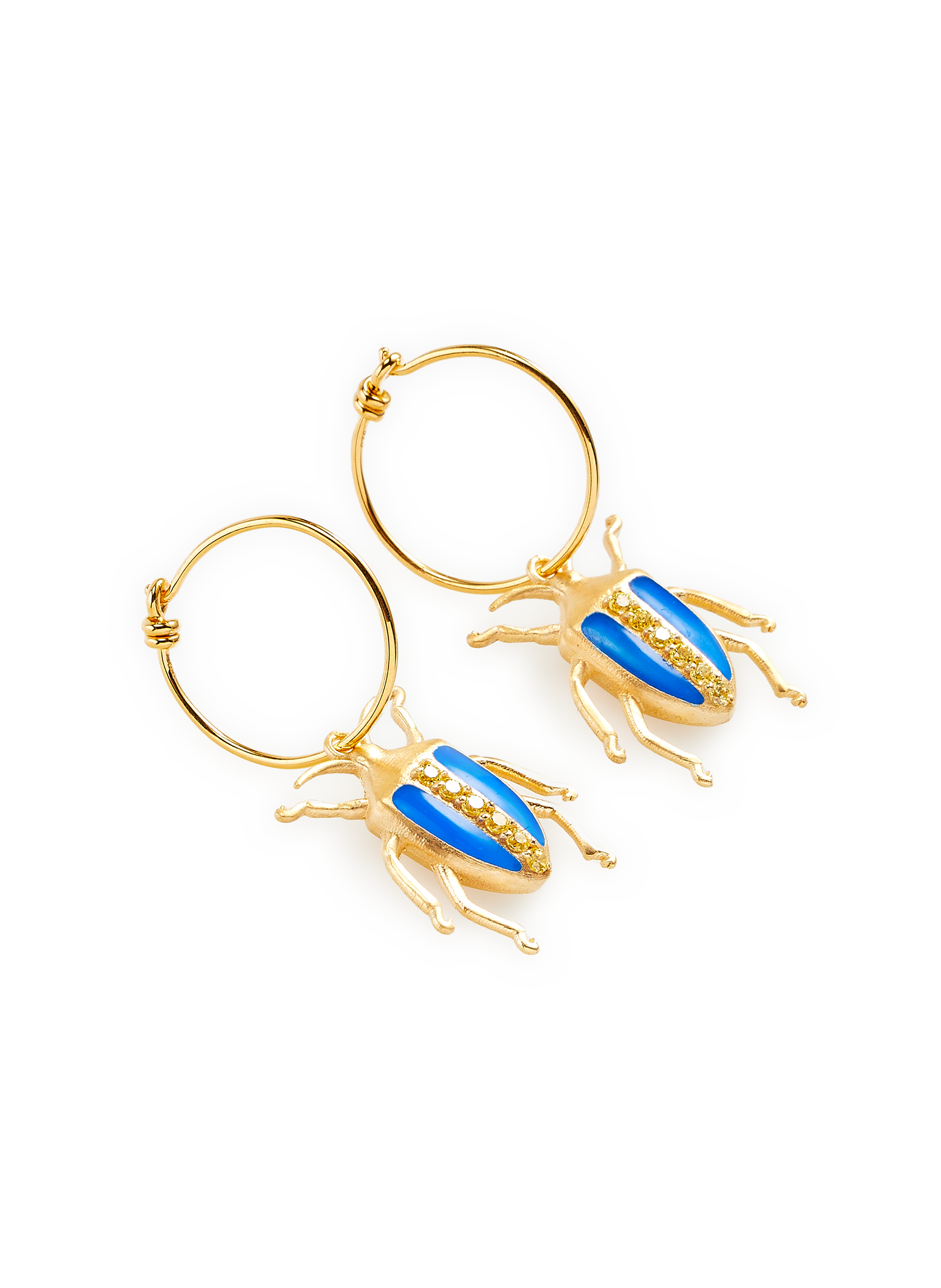 Boucles d'oreille pendentif scarabée EYE M - ILEANA MAKRI Bleu