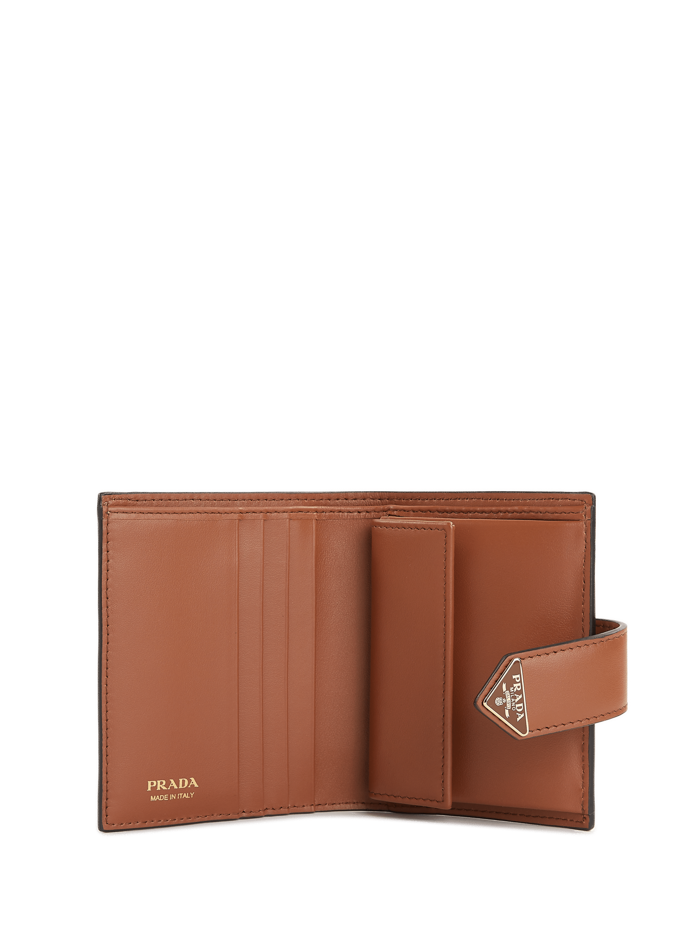 Portefeuille en cuir  PRADA Marron