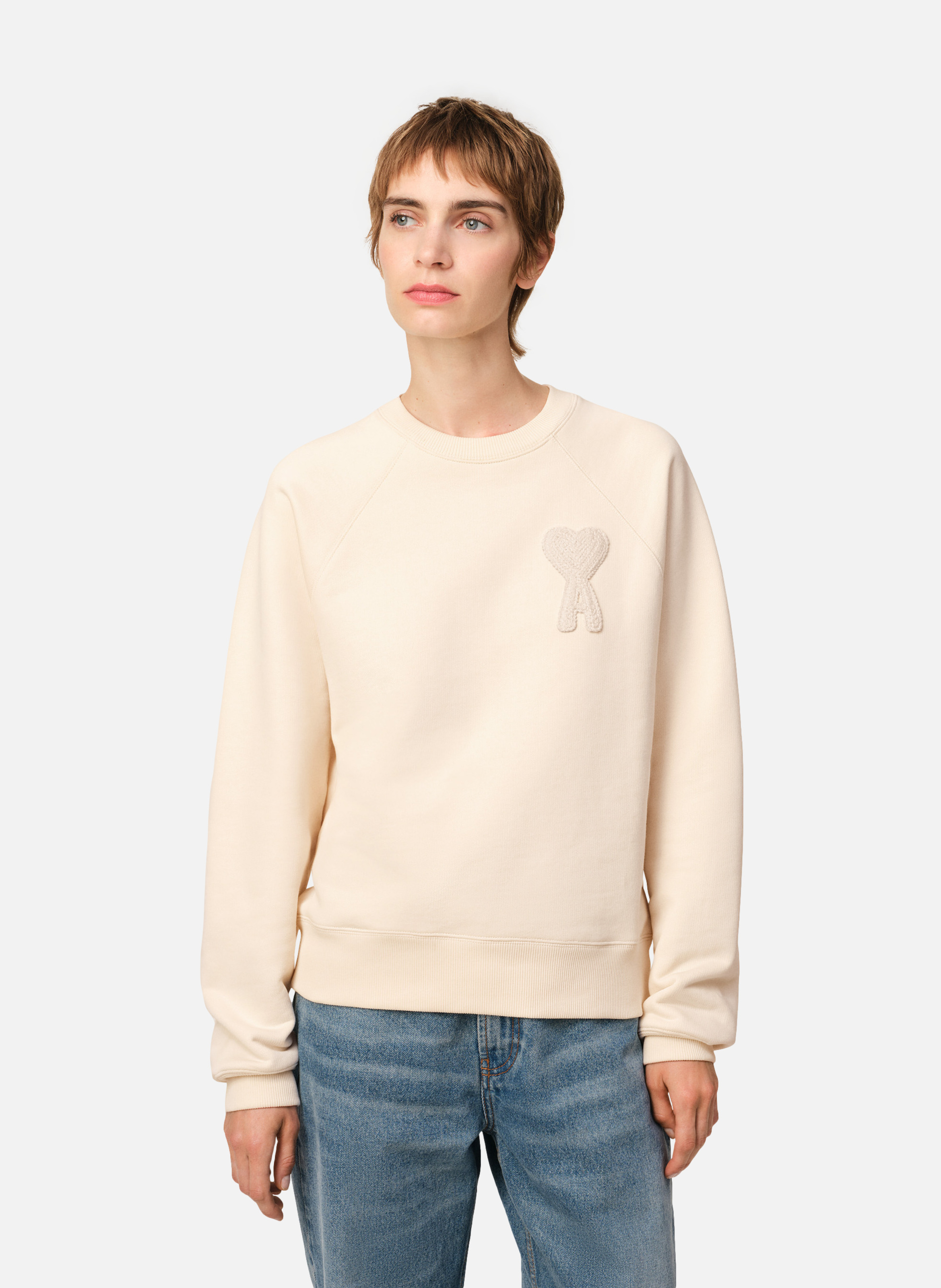 Sweatshirt patch ami de coeur unisexe AMI PARIS Blanc