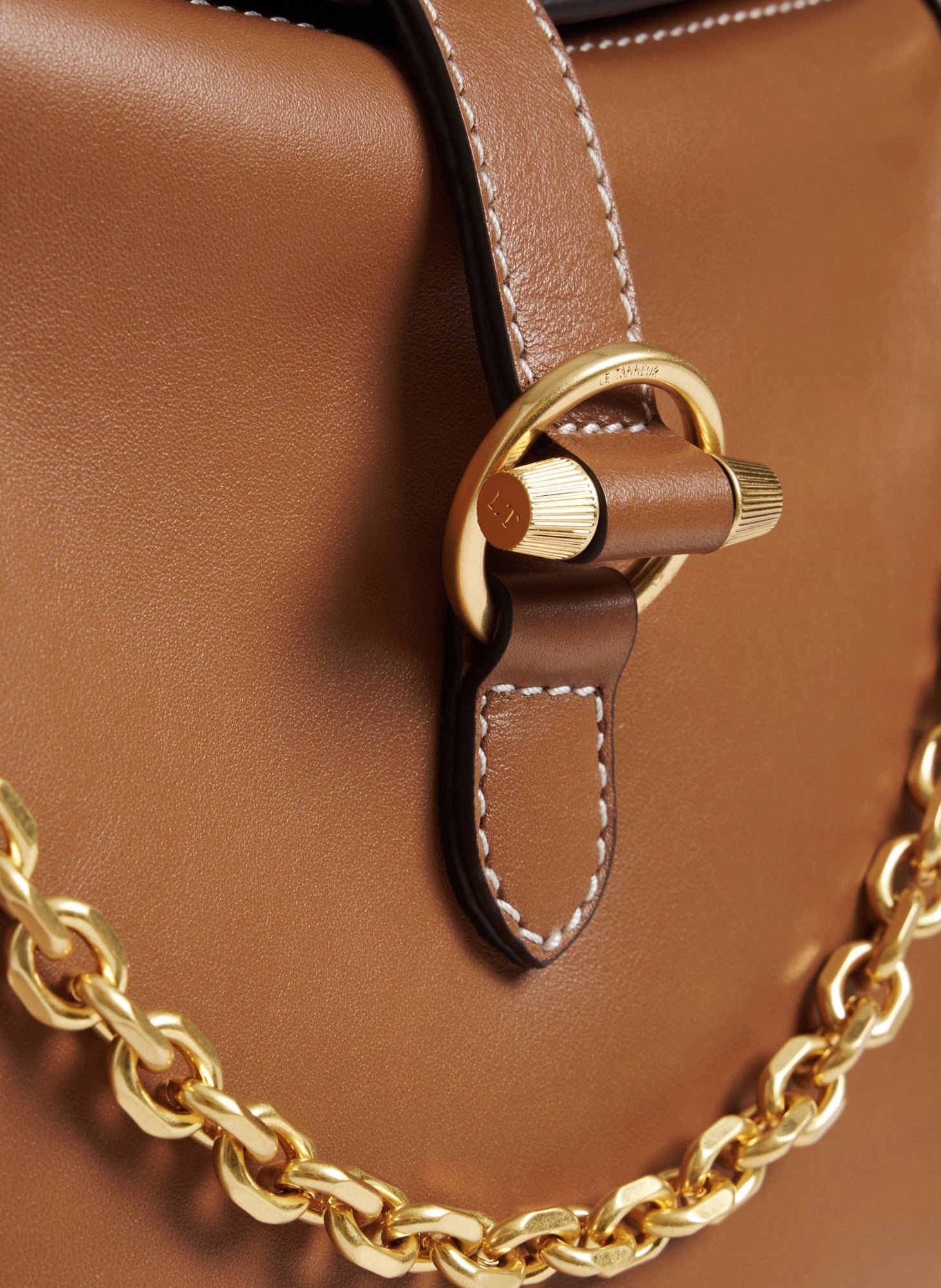 Grand sac bandoulière pia en cuir lisse LE TANNEUR Marron