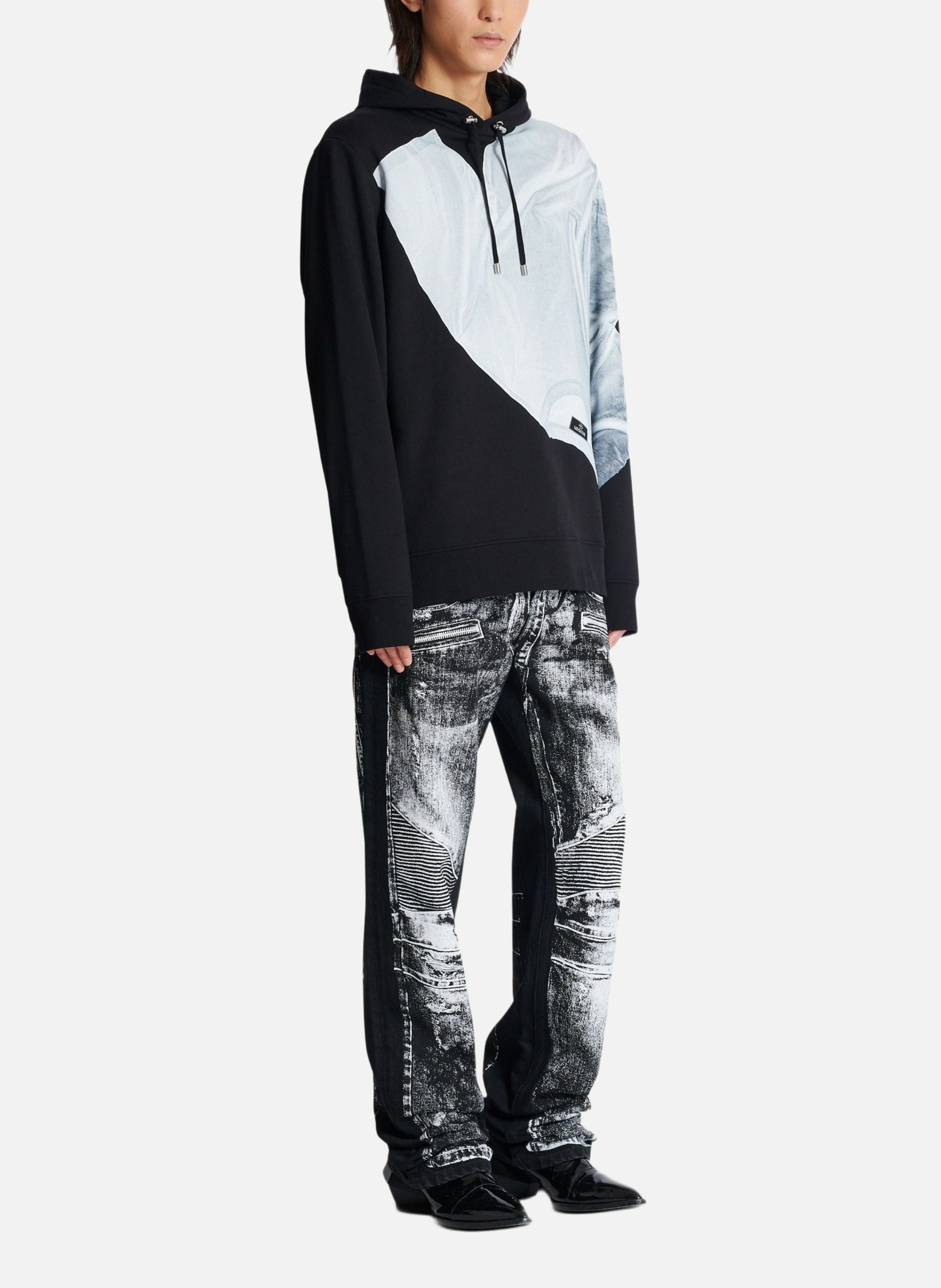 Hoodie imprimé trompe-l'œil t-shirt BALMAIN Noir