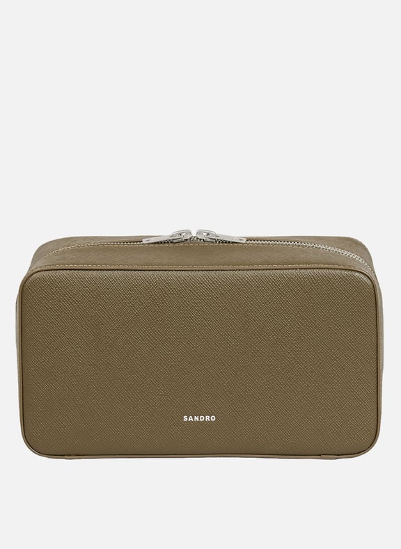 Trousse de toilette effet cuir Vert by SANDRO SANDRO Trousse de toilette effet cuir Vert