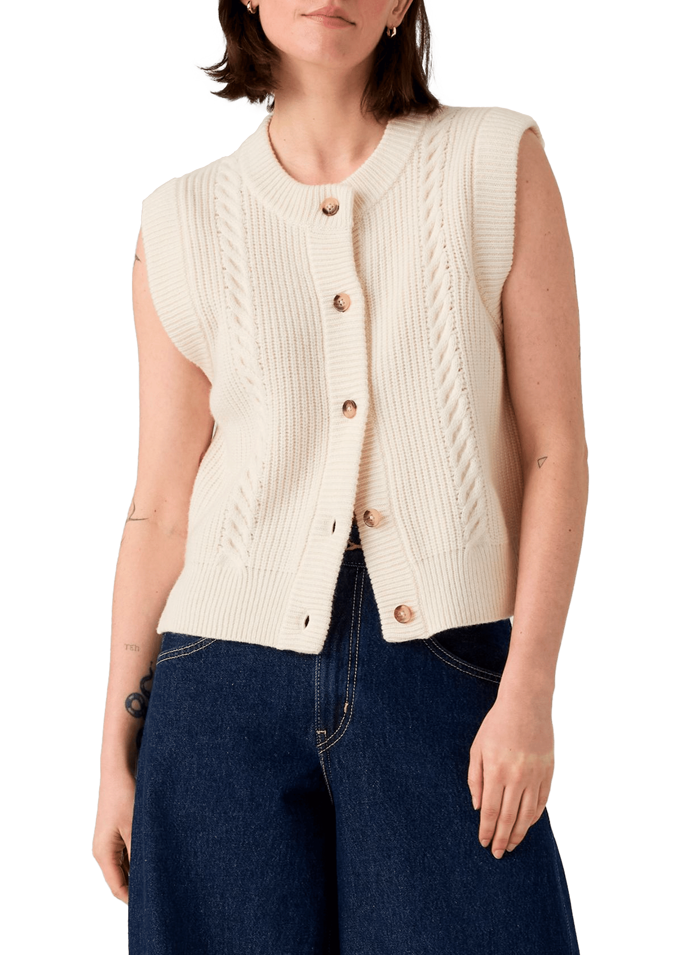 LEVI'S Sleeveless wool and cotton blend vest White