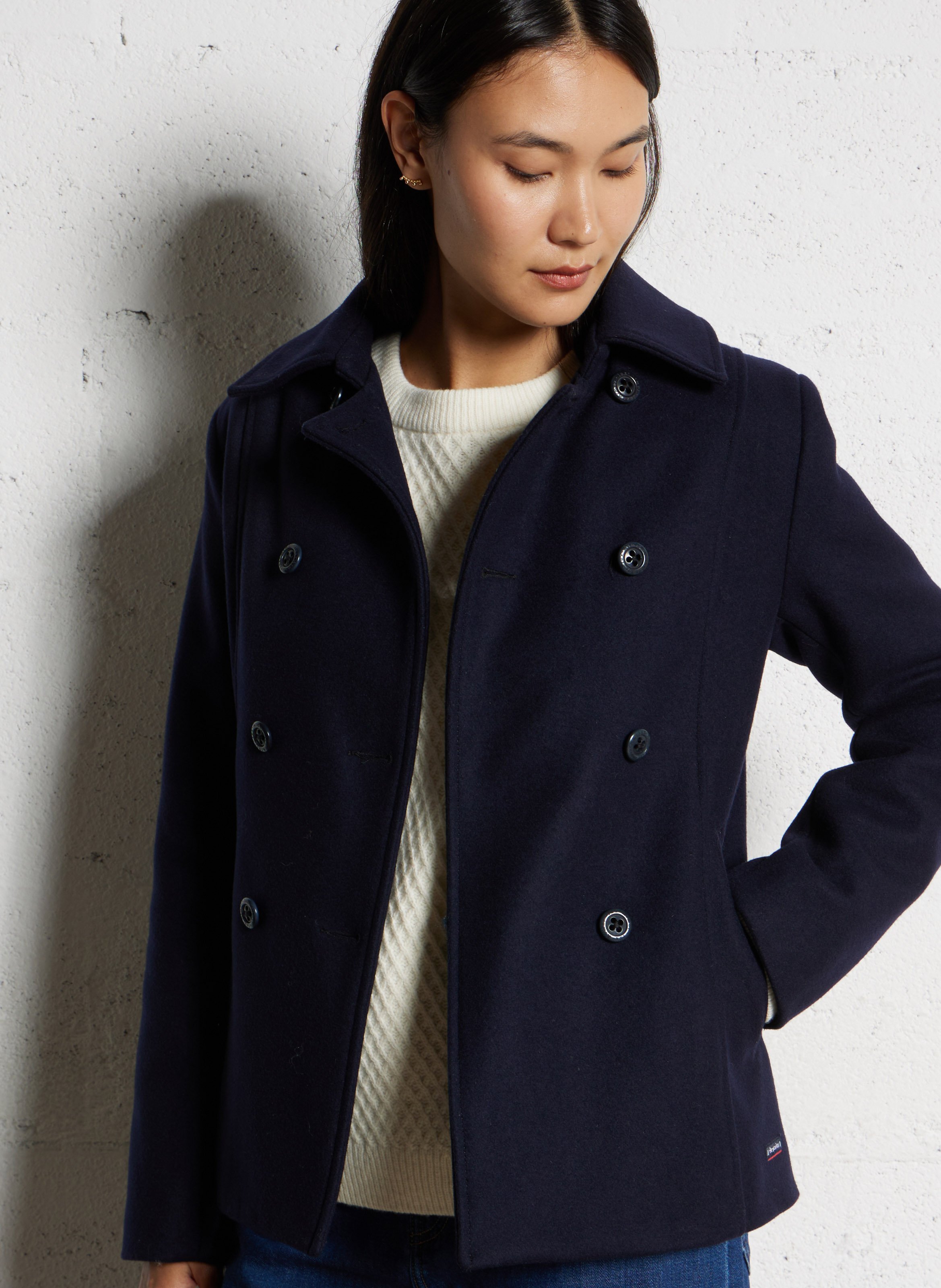 Manteau col tailleur en laine pointe du van ARMOR-LUX Bleu