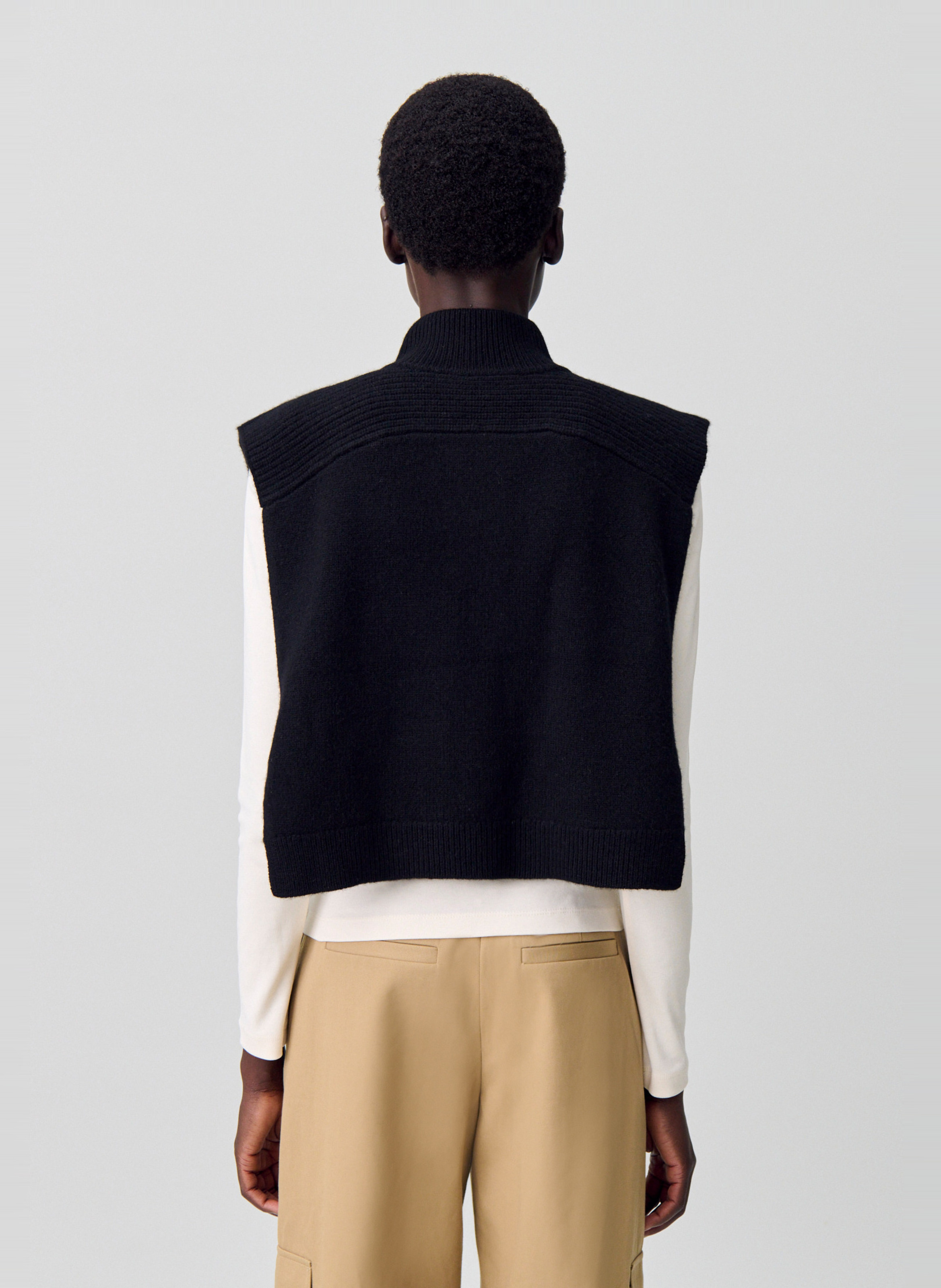 Pull col montant en laine mimu Noir