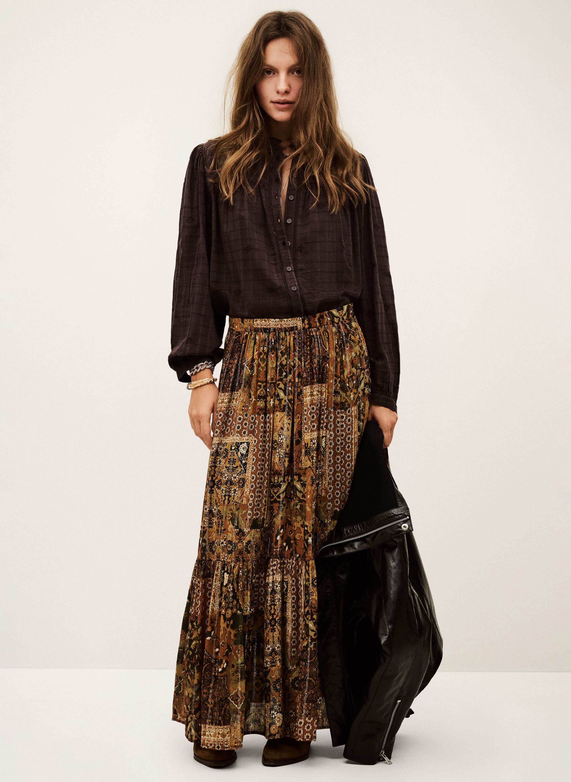 Jupe longue imprimée pisca BA&SH Orange