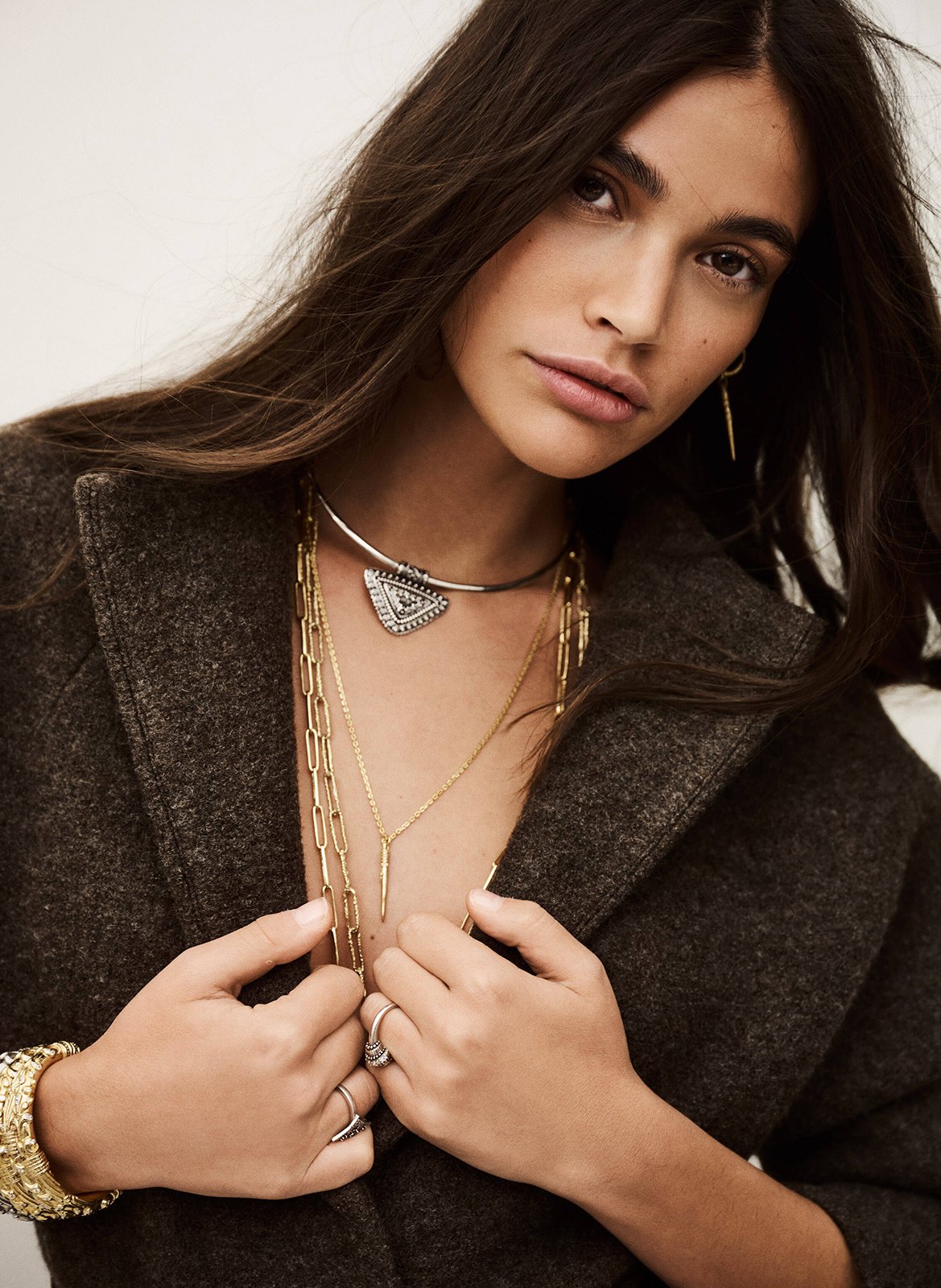 Veste ceinturée en laine claudy BA&SH Marron