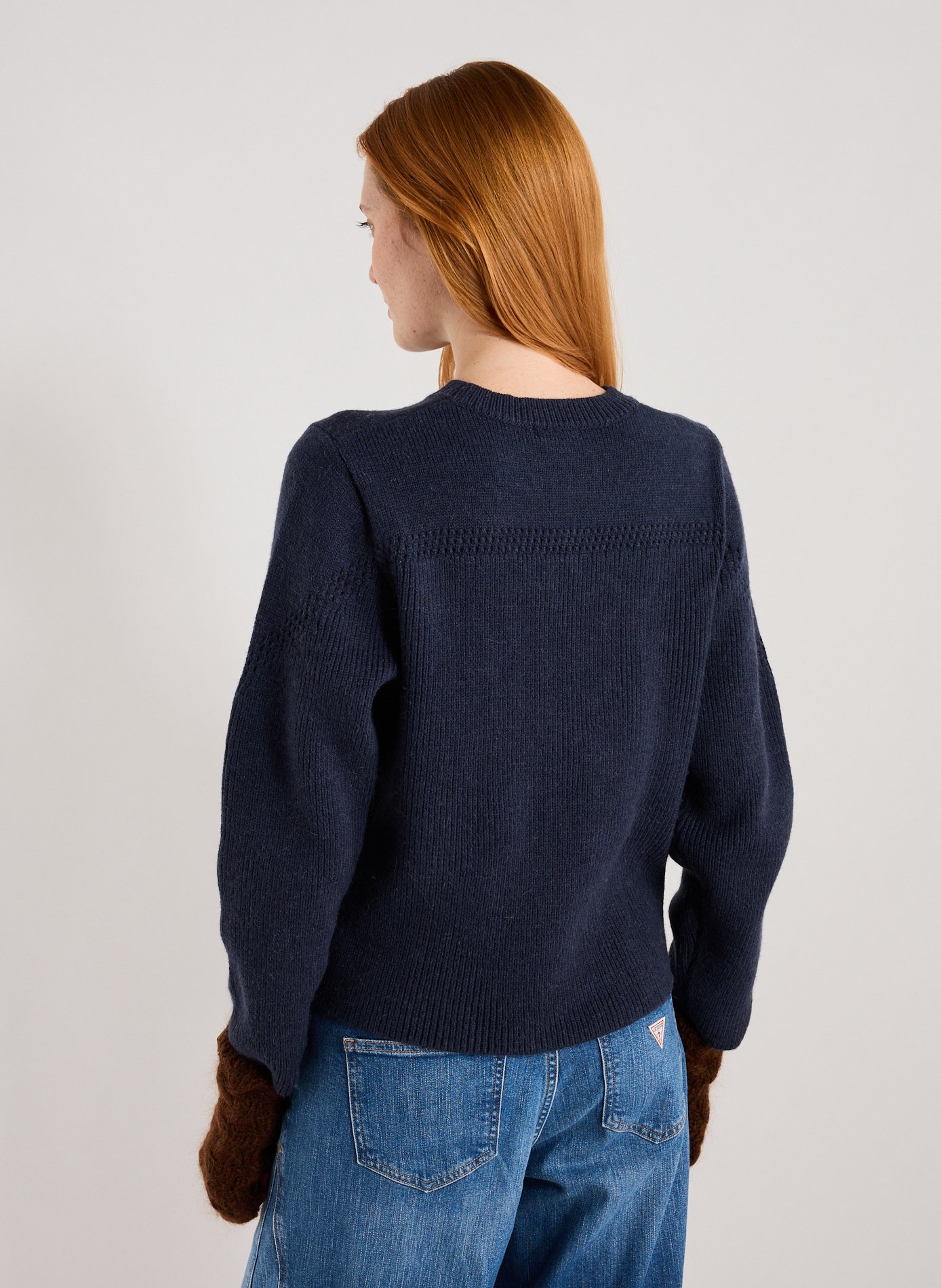 Pull droit à fleurs brodées LOUISE MISHA Bleu