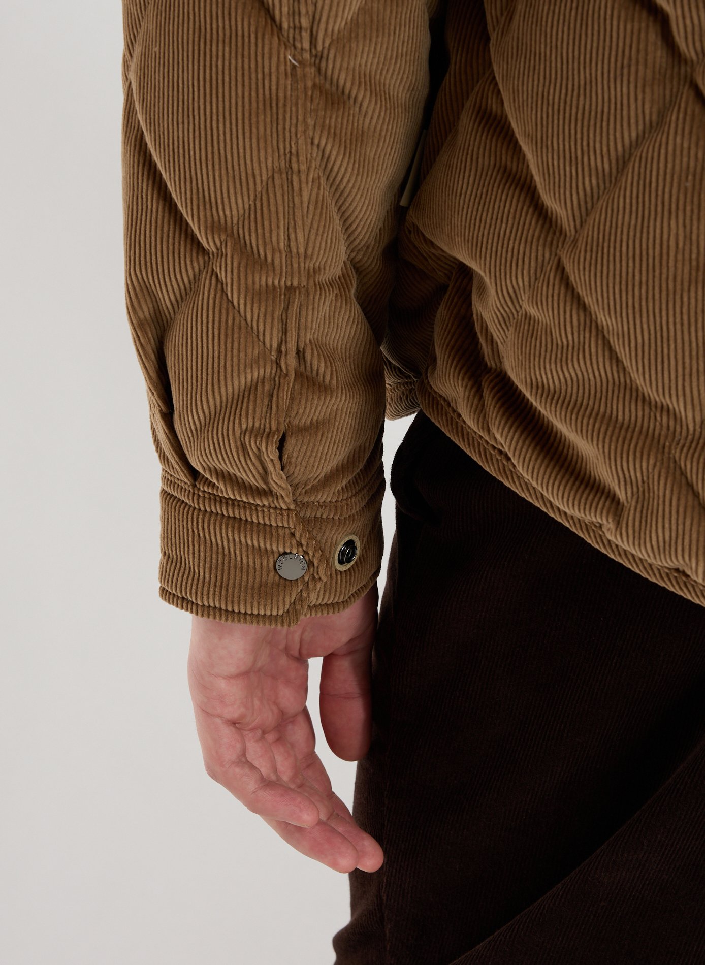 Classic collar cotton overshirt WOOLRICH Brown