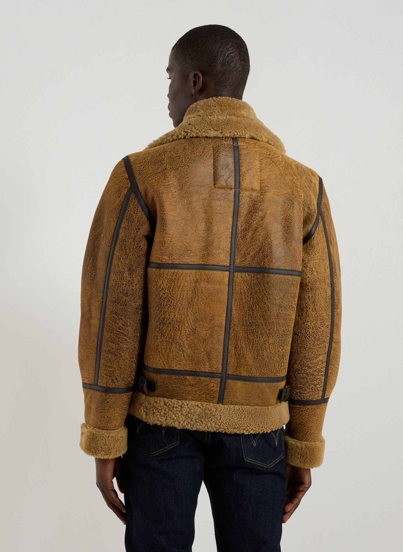 Blouson bombardier en cuir de mouton SCHOTT Jaune