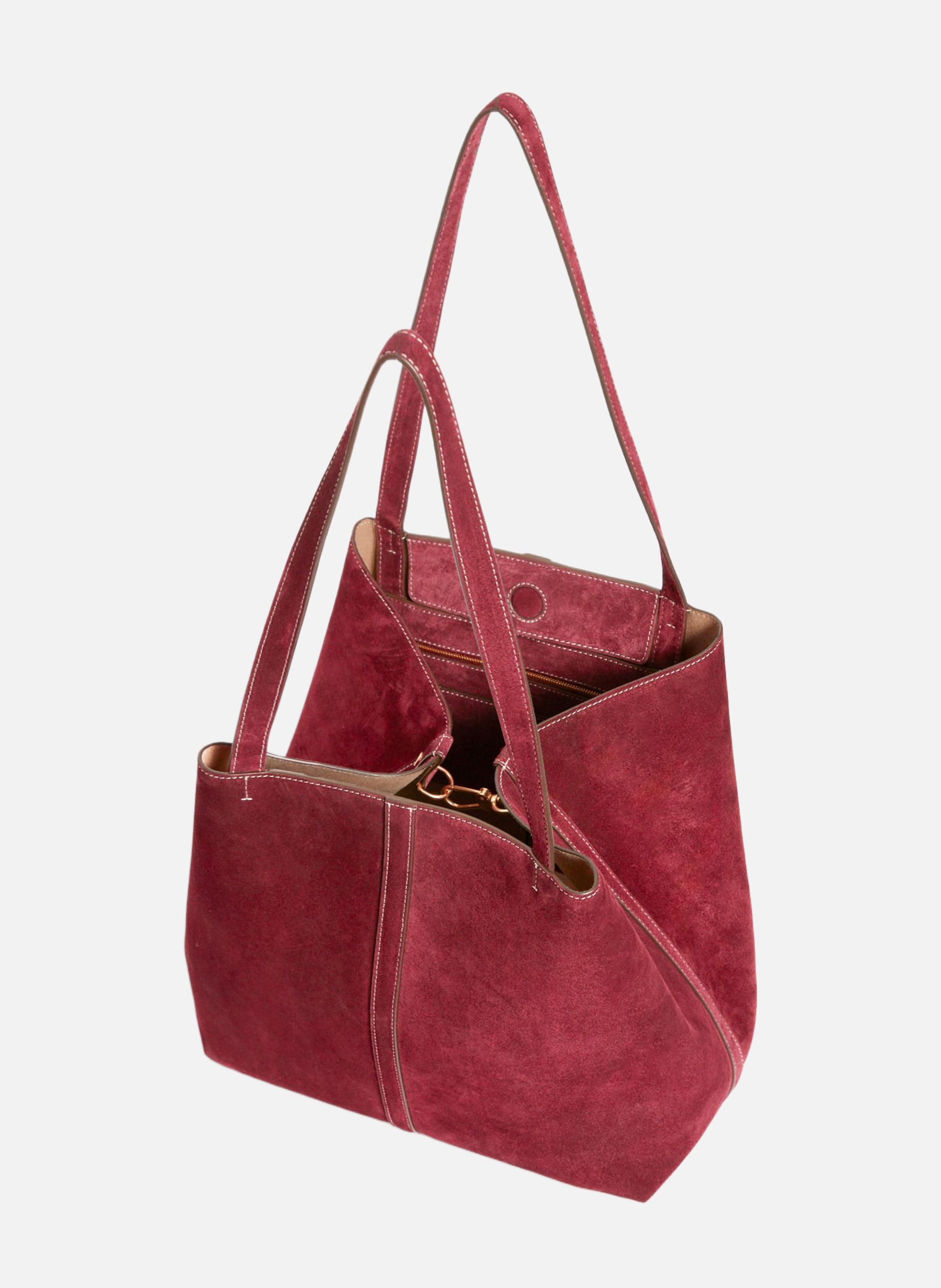 Grand cabas daily en cuir velours VANESSA BRUNO Rouge