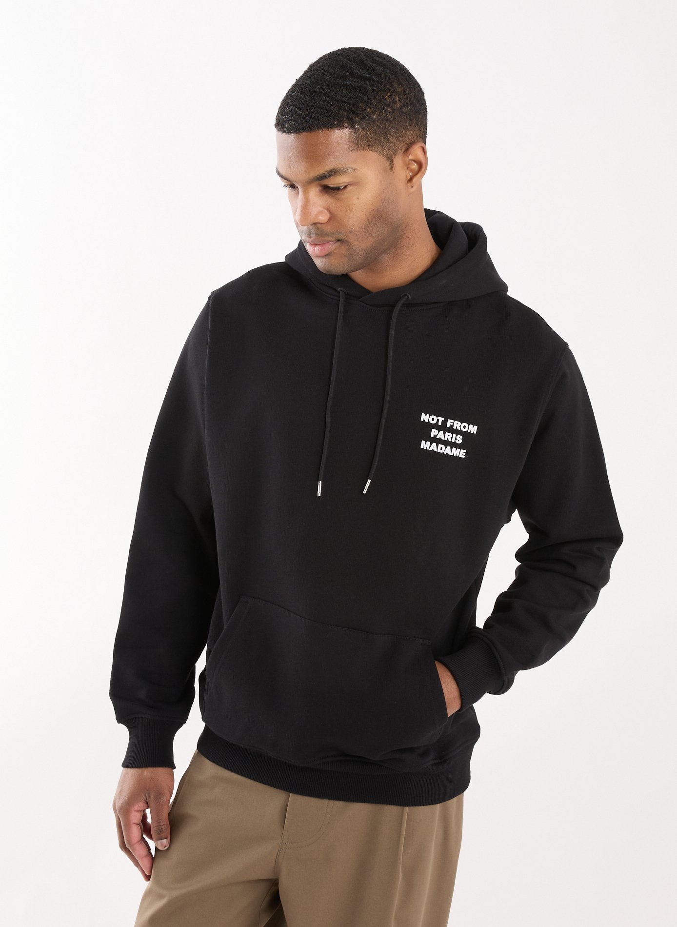 Hoodie ample Slogan en coton molleton DROLE DE MONSIEUR Noir