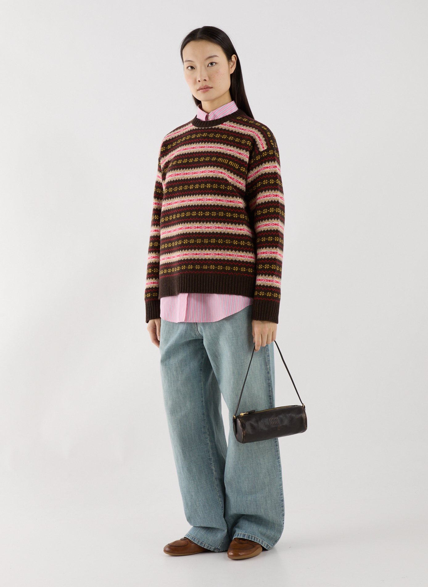 Sac forme trousse en cuir MIU MIU Marron