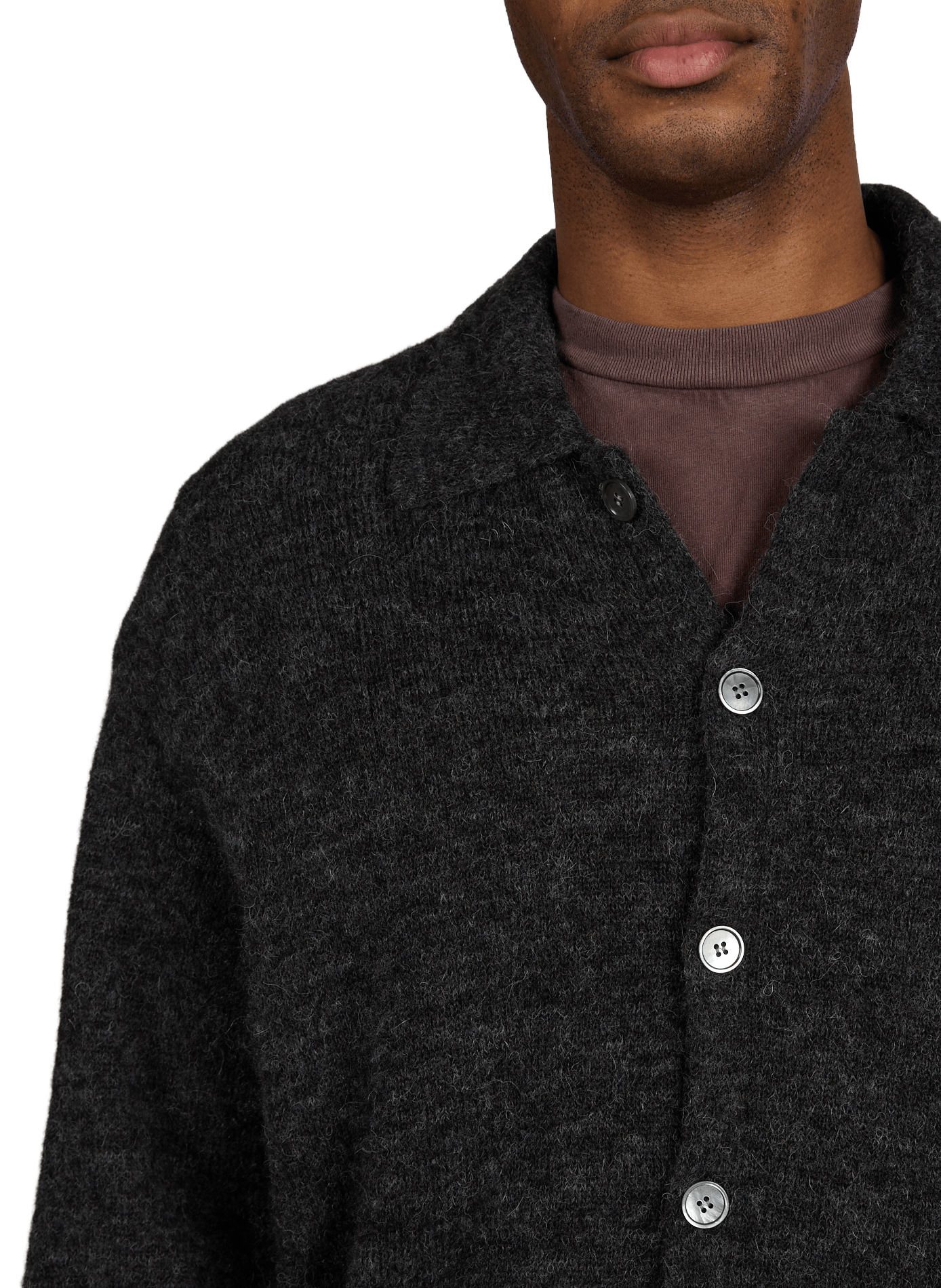 Pull boutonné à col classique en laine mélangée OUR LEGACY Noir