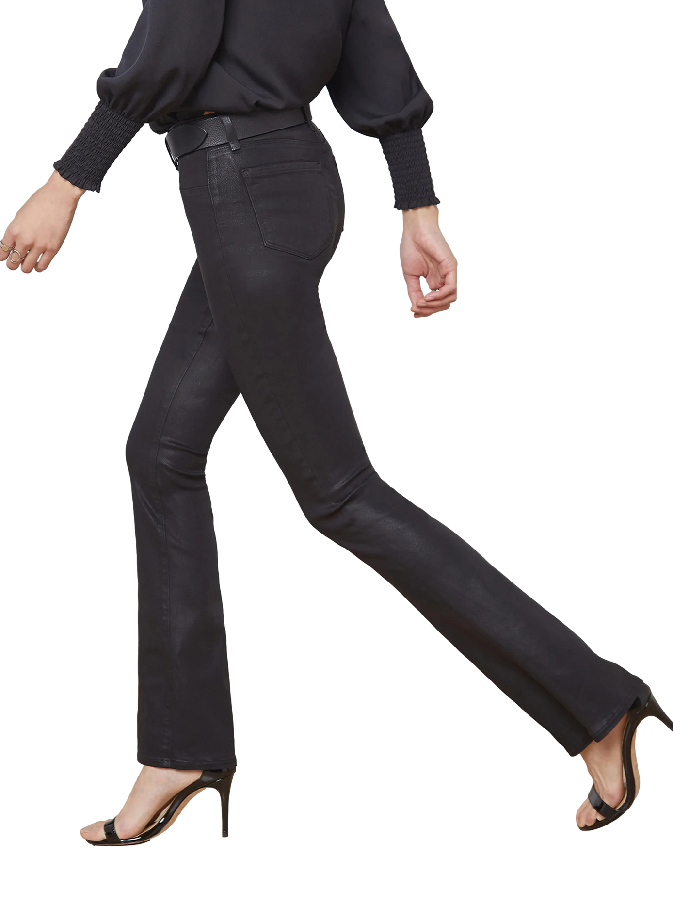 Jean bootcut en coton mélangé L'AGENCE Noir