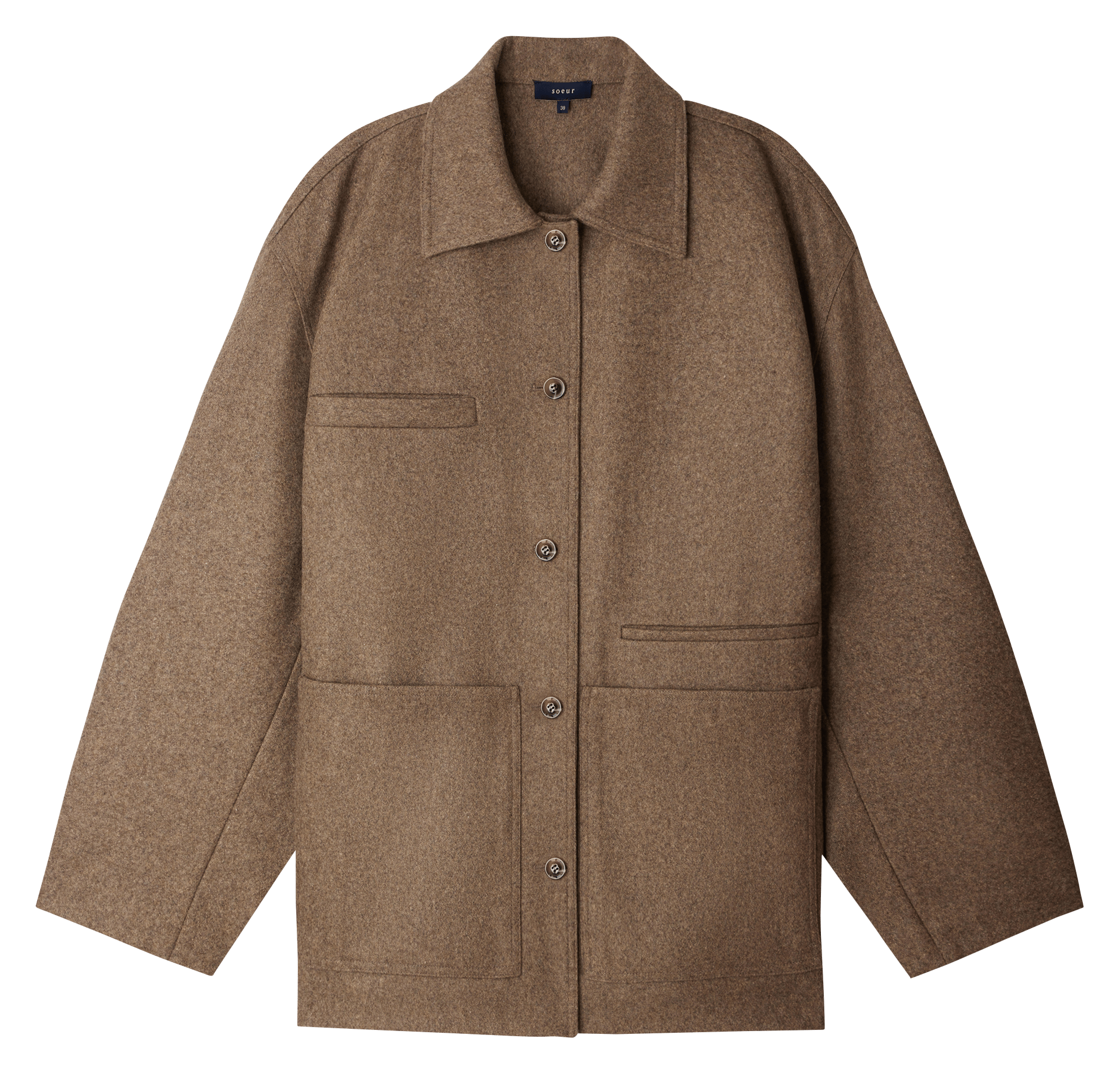 Veste col classique en coton Domingo SOEUR Marron