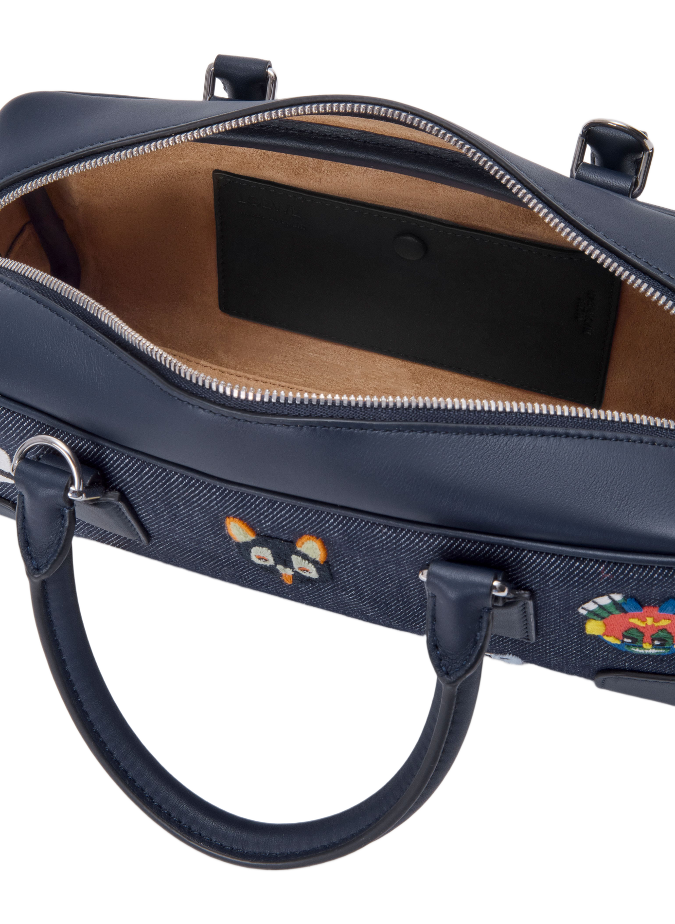 LOEWE x Louis Wain - Sac Amazona 23 Cropped Cats en denim brodé LOEWE Bleu