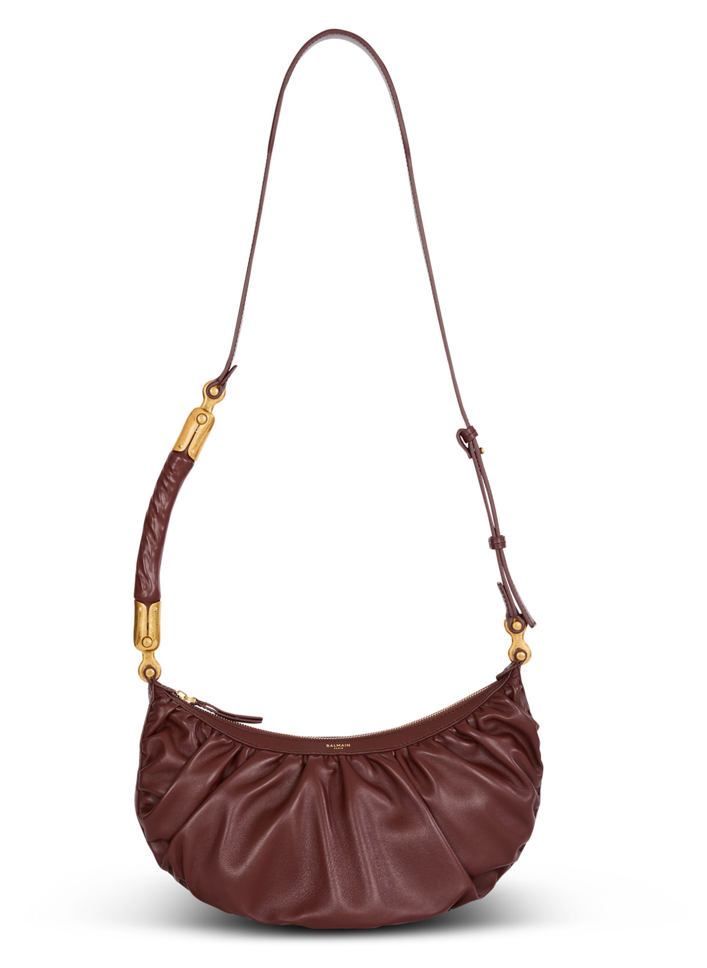 Sac ebene hobo en cuir de veau BALMAIN Marron
