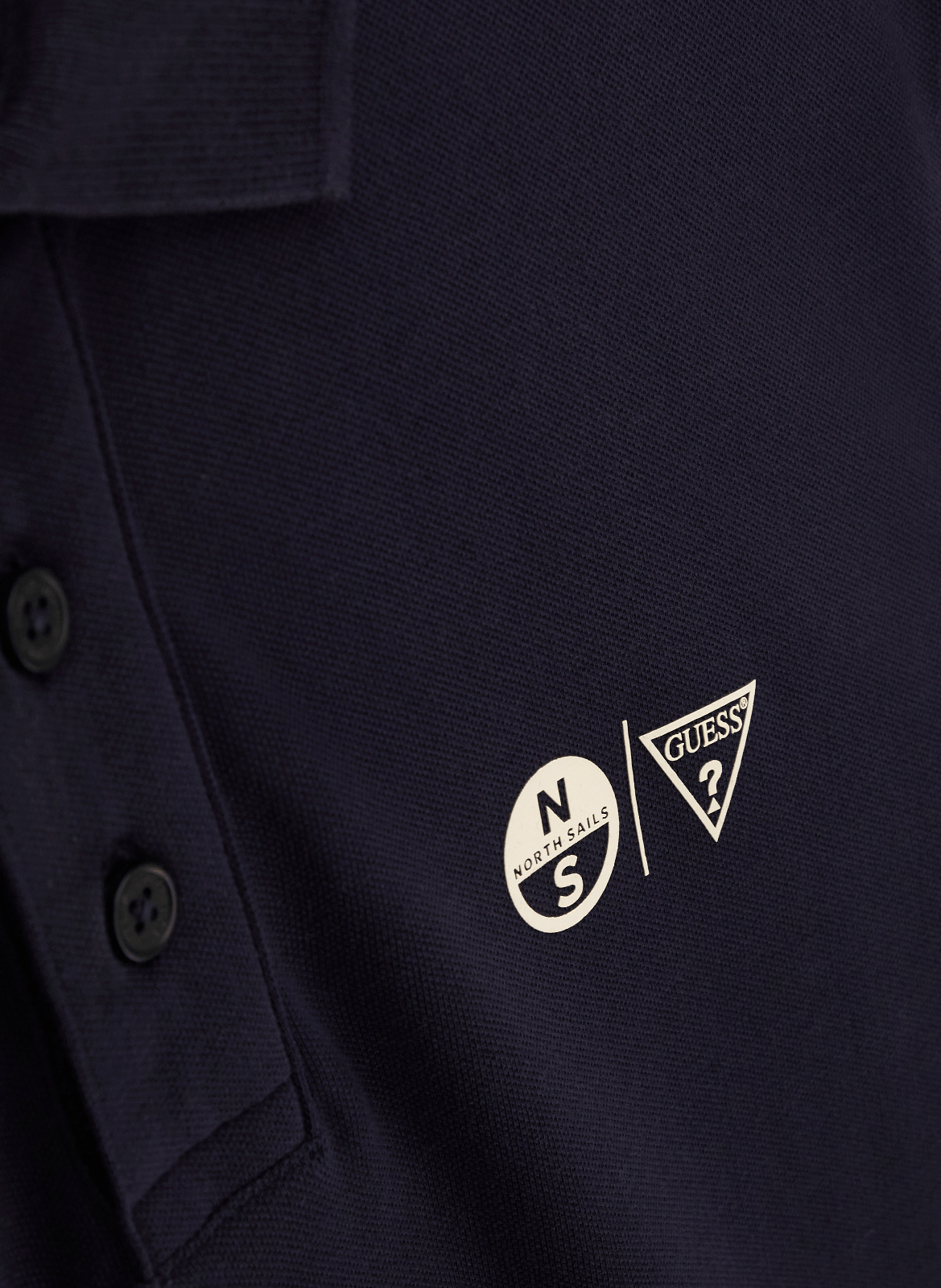 Polo uni en coton mélangé GUESS Bleu