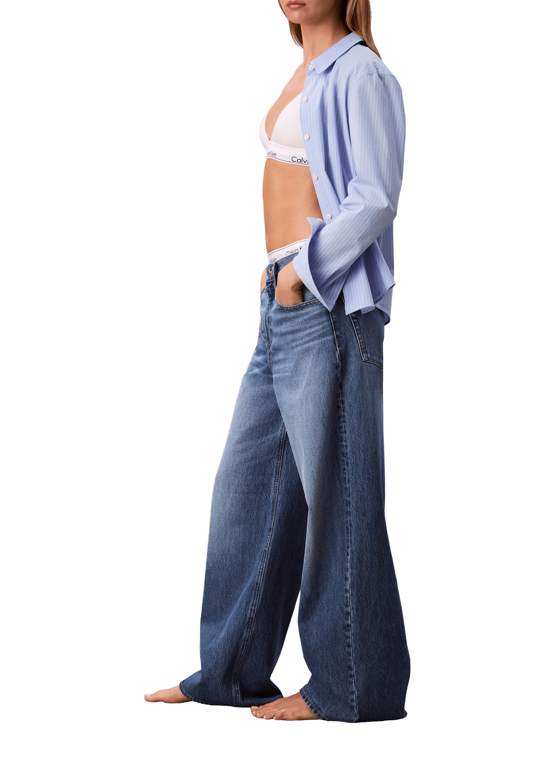 Jean ample en coton délavé CALVIN KLEIN Bleu