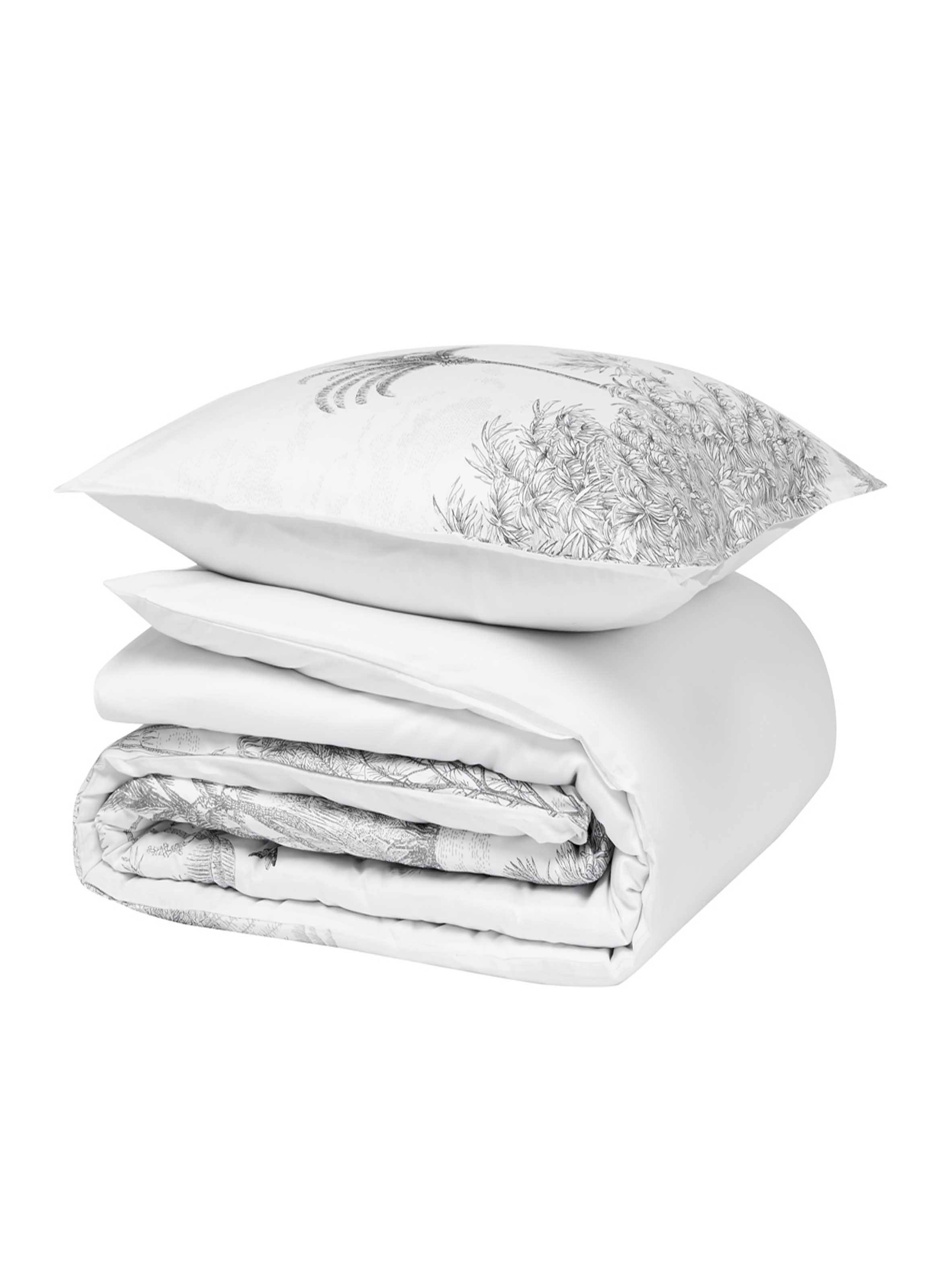 Parure de lit housse de couette + taie carrée en percale de coton, amazone ALEXANDRE TURPAULT Blanc