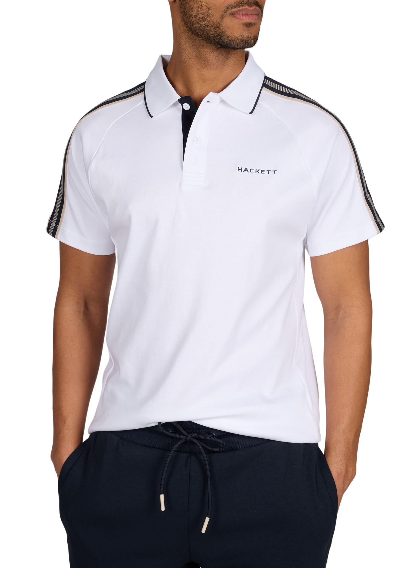 Polo à manches courtes en coton HACKETT Blanc