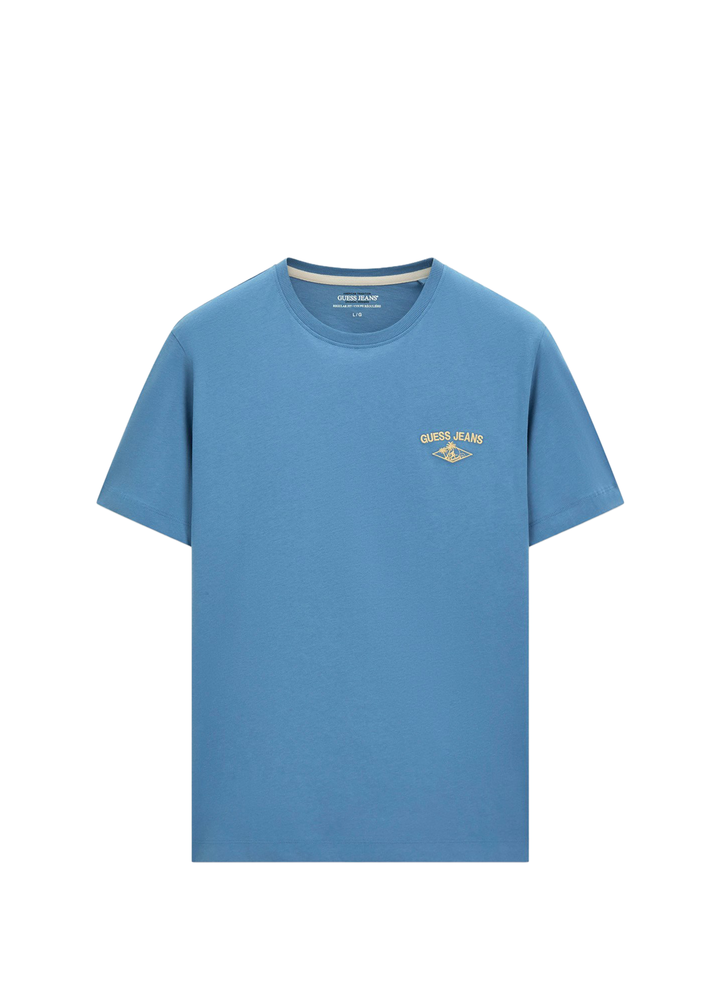Embroidered cotton logo T-shirt GUESS Blue