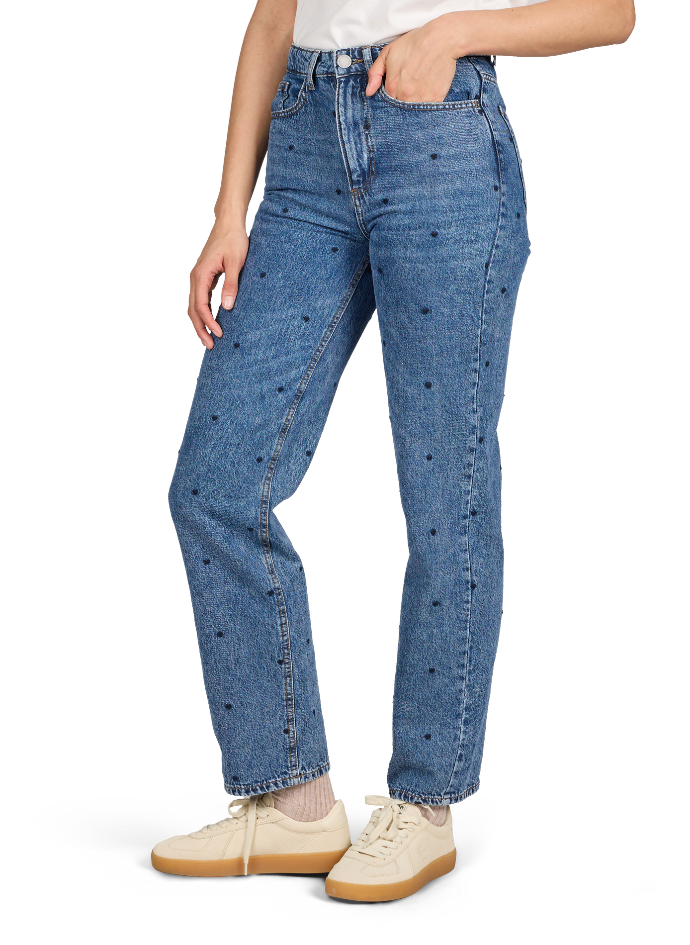 Straight polka dot jeans in cotton blend VILA Blue