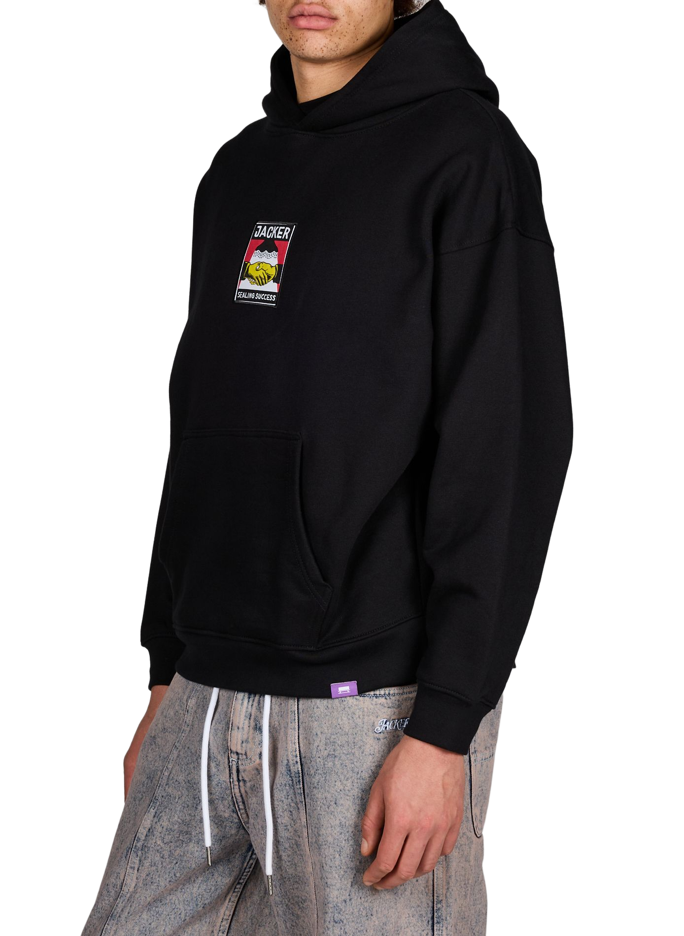 Oversized cotton patterned sweatshirt JACKER. Black
