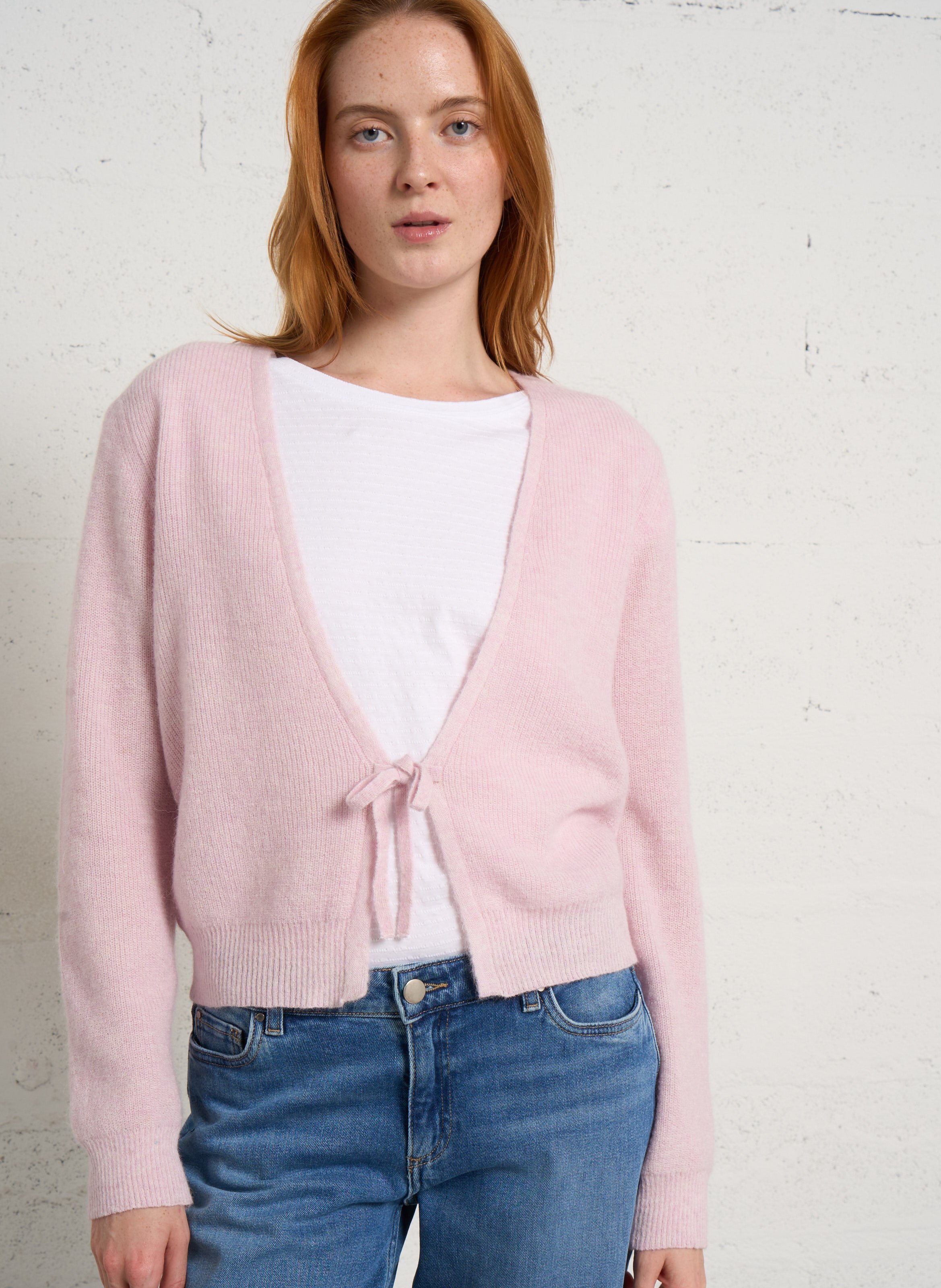 Cardigan col v en laine mélangée pacha MAISON 123 Rose