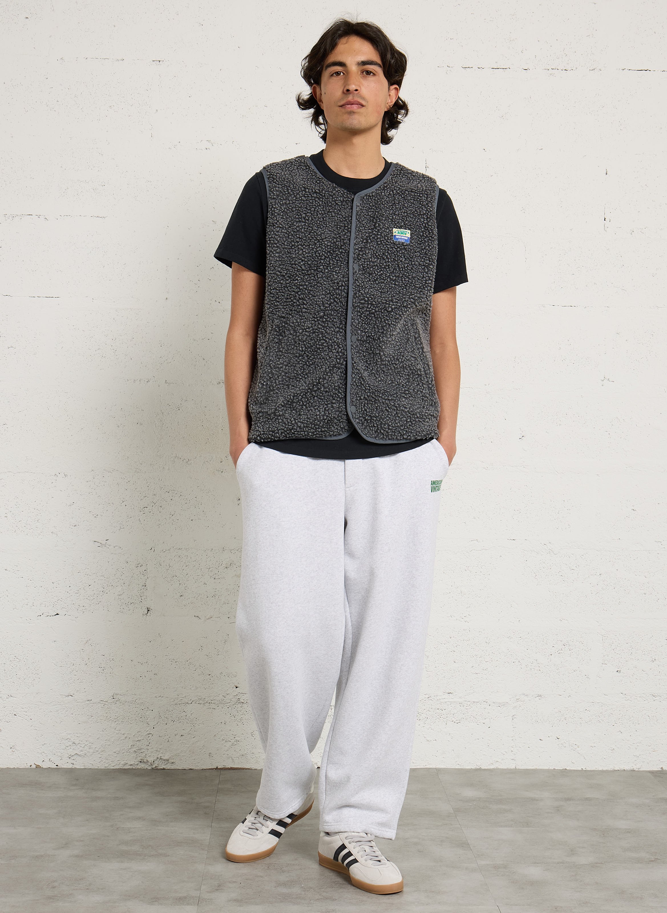 Jogging droit en molleton baptown AMERICAN VINTAGE Gris