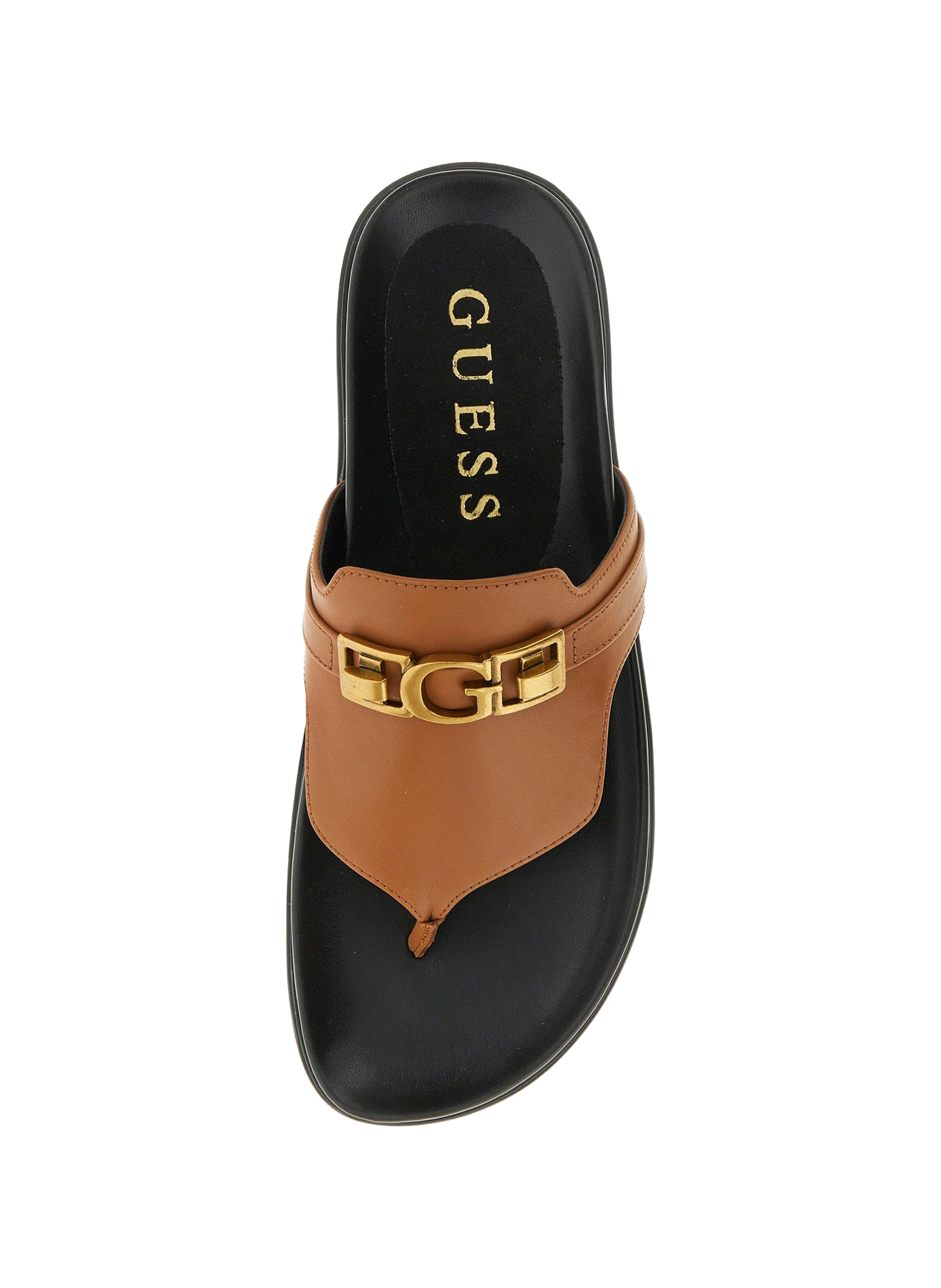 Sandali piatti con logo GUESS Marrone