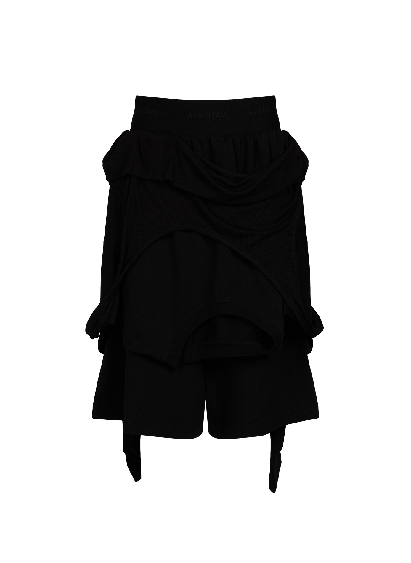 Short à empiècements superposés en coton mélangé  ALAINPAUL Noir
