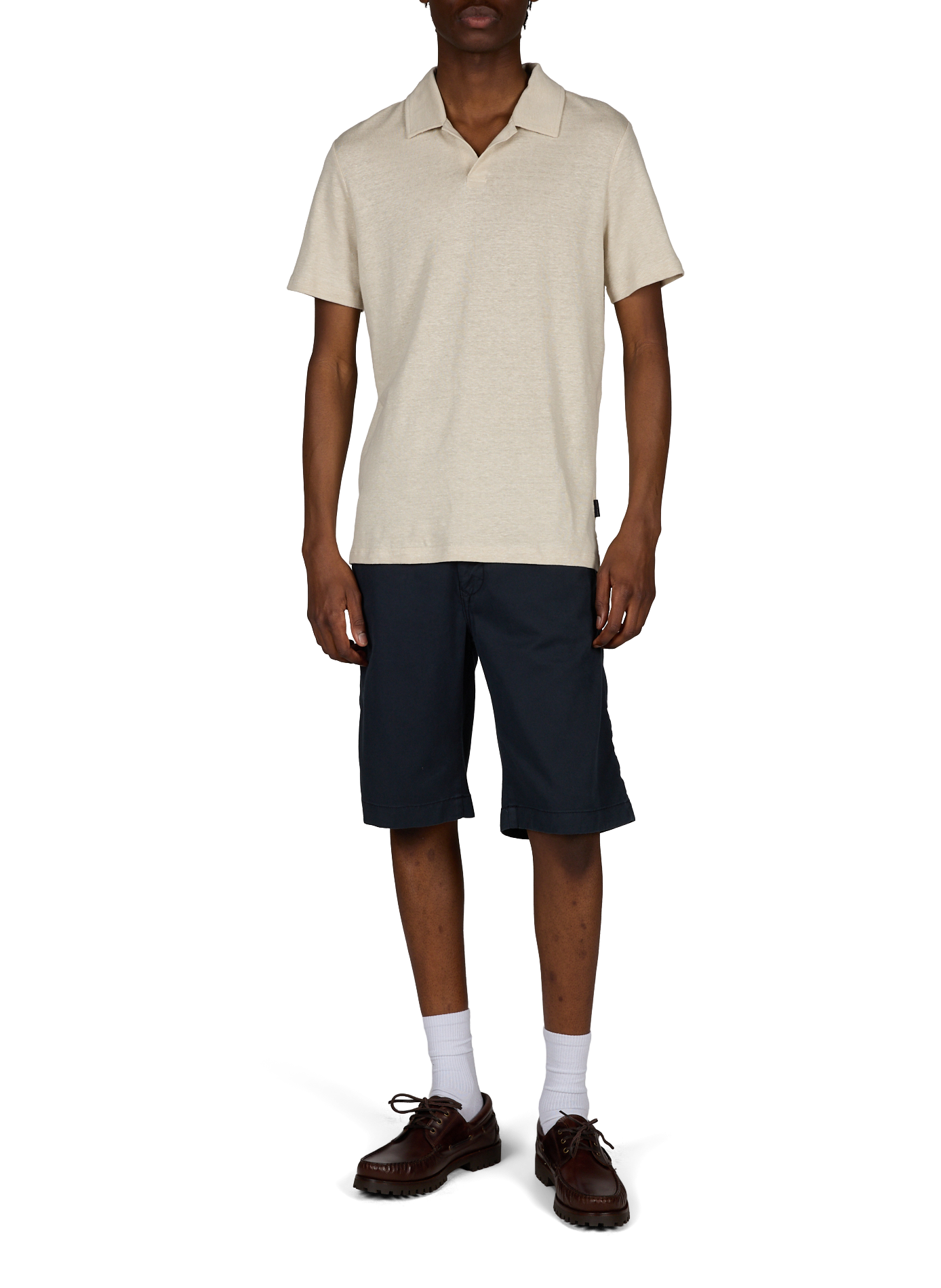 Polo à manches courtes en lin mélangé PIERRE CARDIN Beige