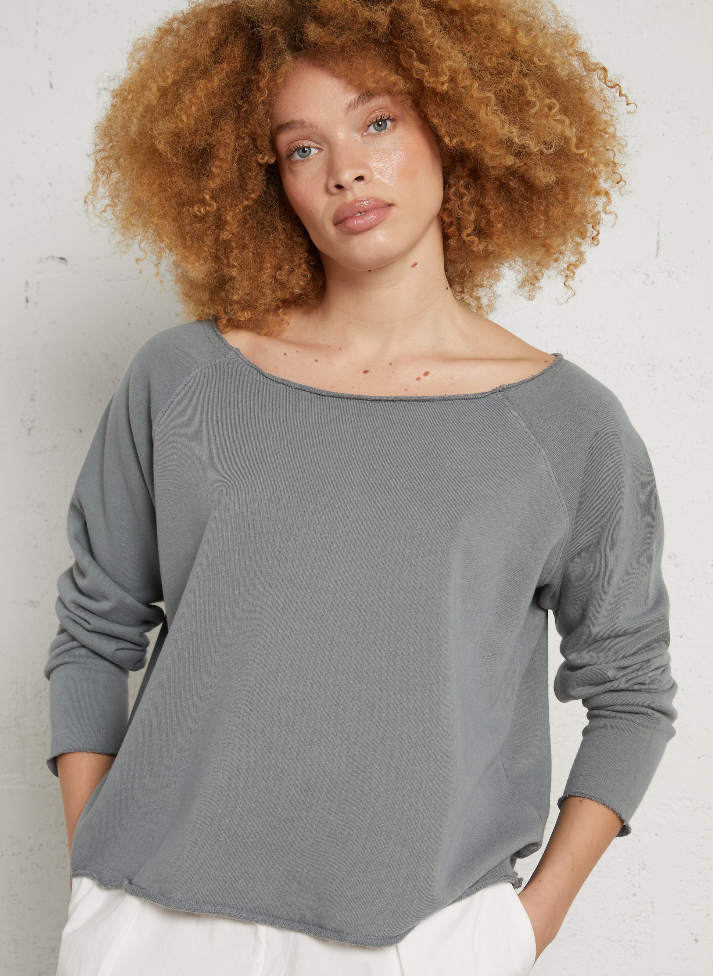 Sweat en coton col bateau vibtown AMERICAN VINTAGE Bleu