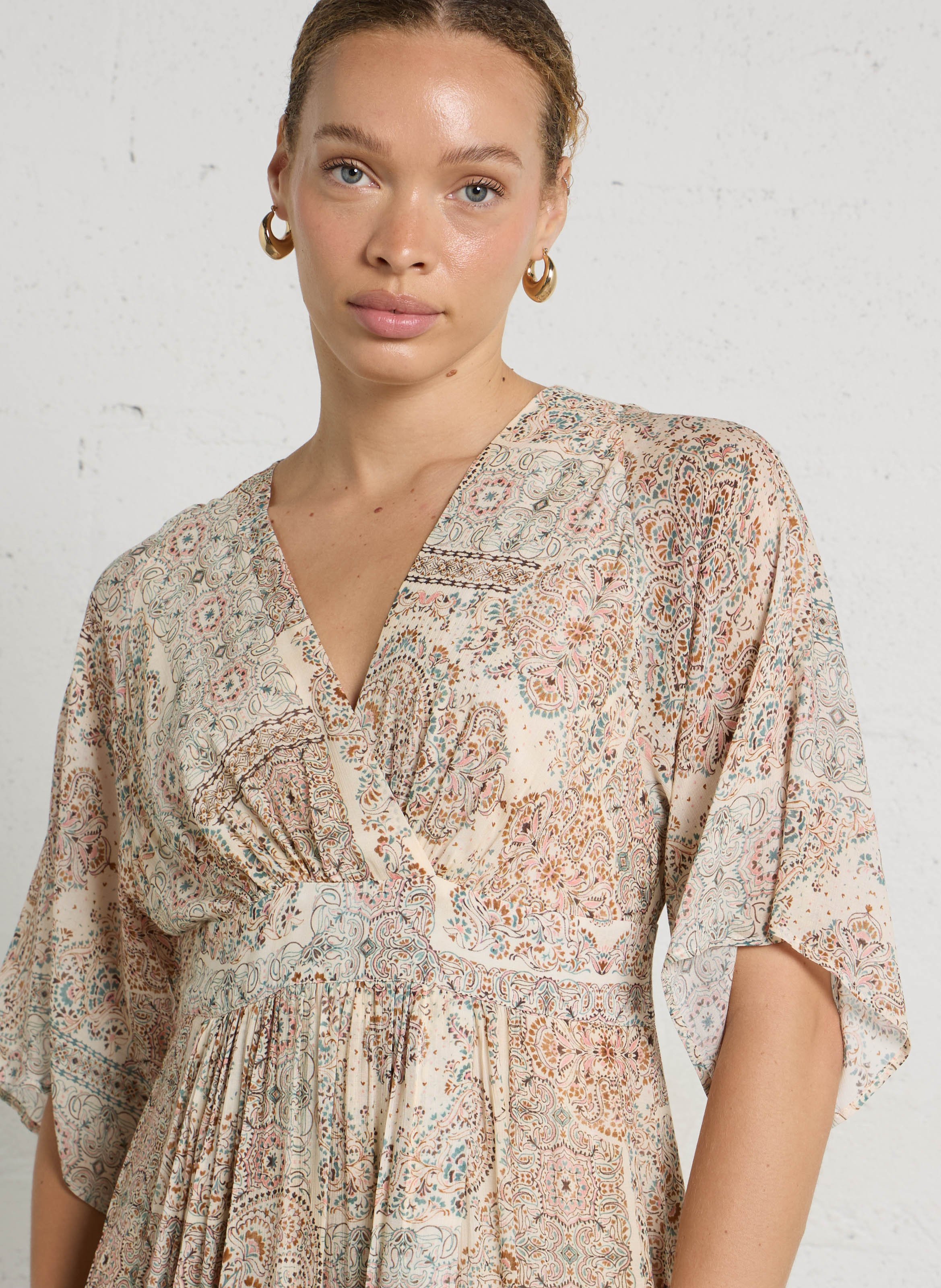 Robe longue à imprimé poeme MAISON 123 Bleu