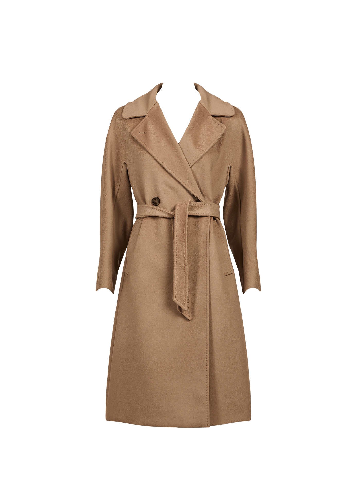 Long belted virgin wool coat MAX MARA WEEK END Brown