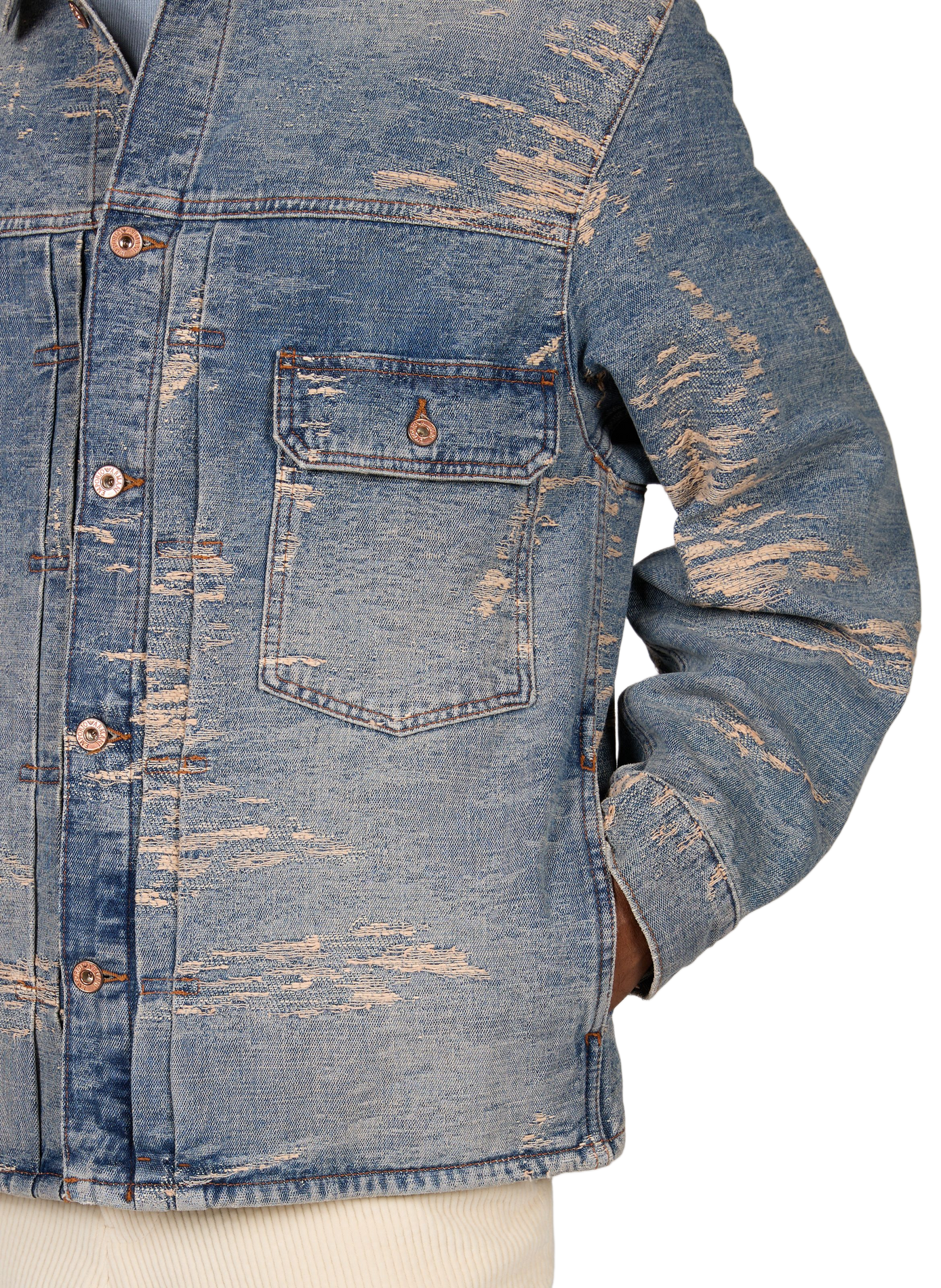 Rechte jeansjack van katoen EMPORIO ARMANI Blauw