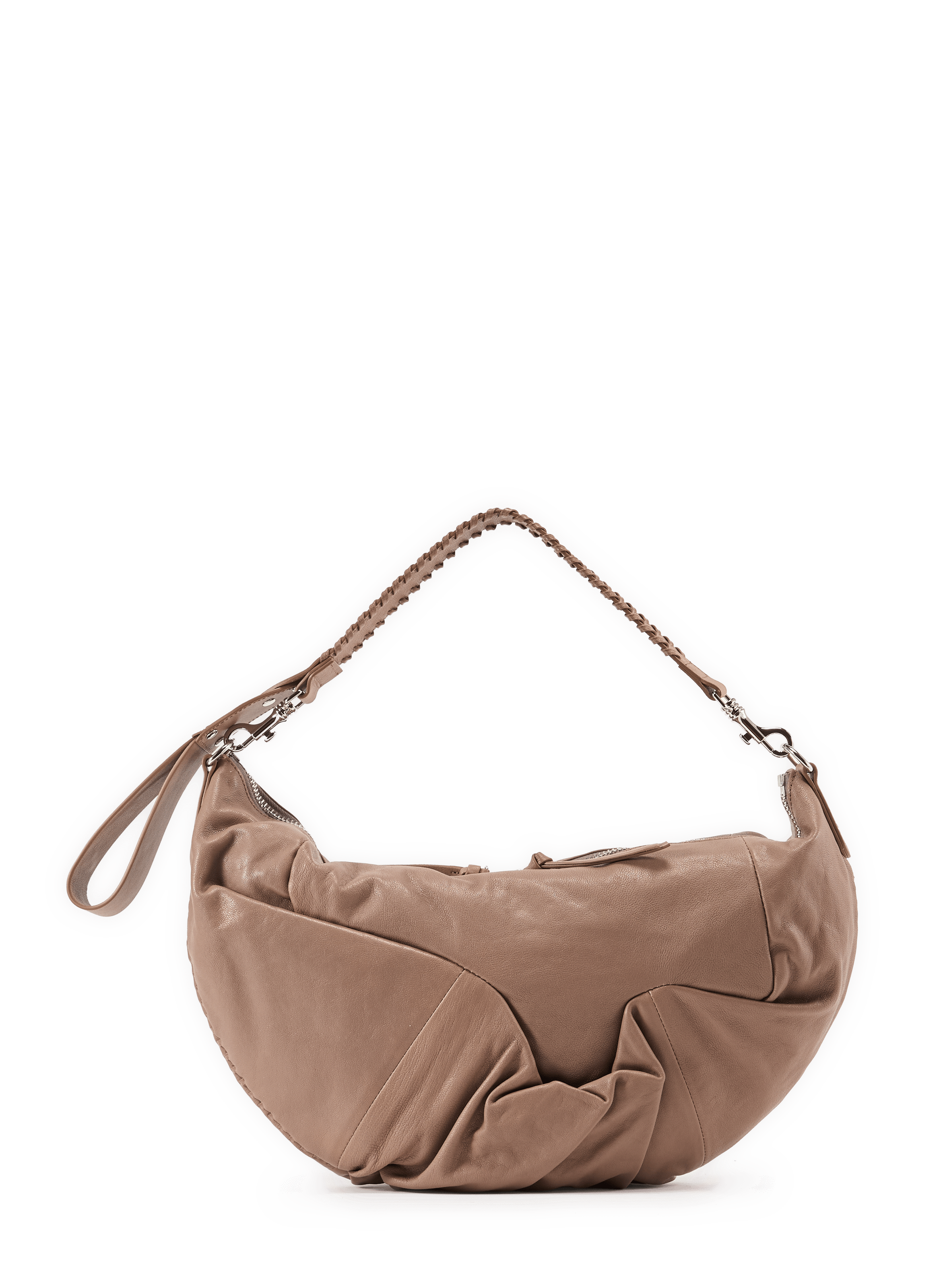 Große einfarbige Lederhandtasche mit Reißverschluss VIVIENNE WESTWOOD Braun