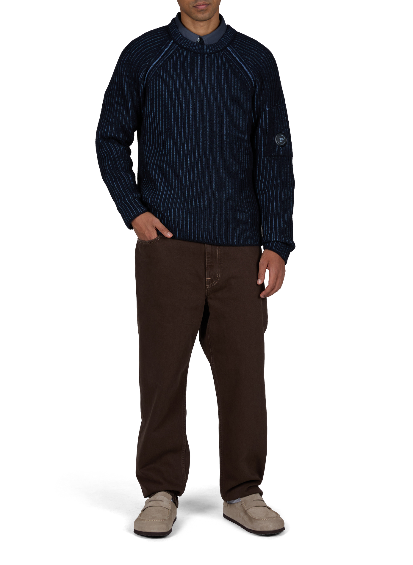 Gerader Rundhalspullover CP COMPANY Blau