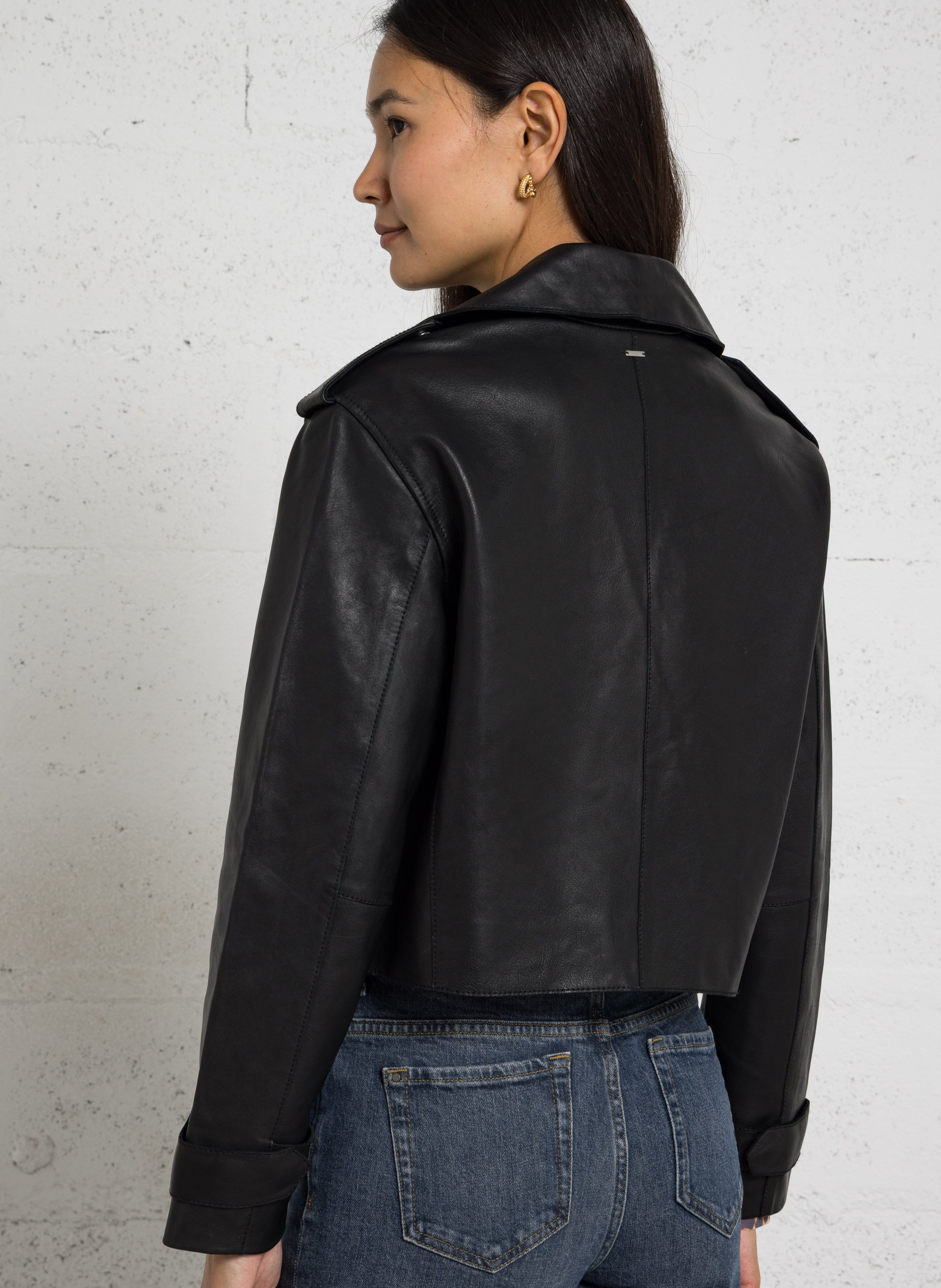Veste oversize en cuir IKKS Noir
