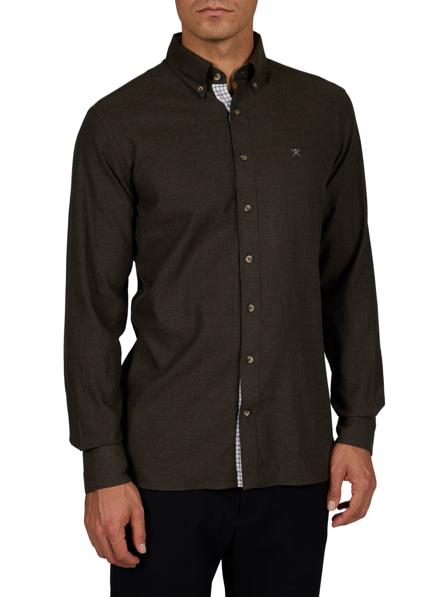 Camisa entallada Brompton de algodón HACKETT Verde