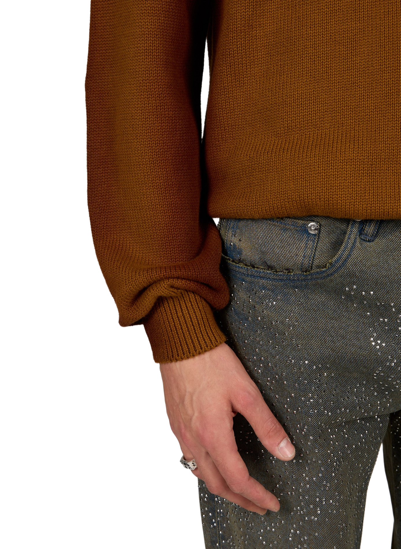Ruime washed-look trui met ronde hals ARTE ANTWERP Bruin