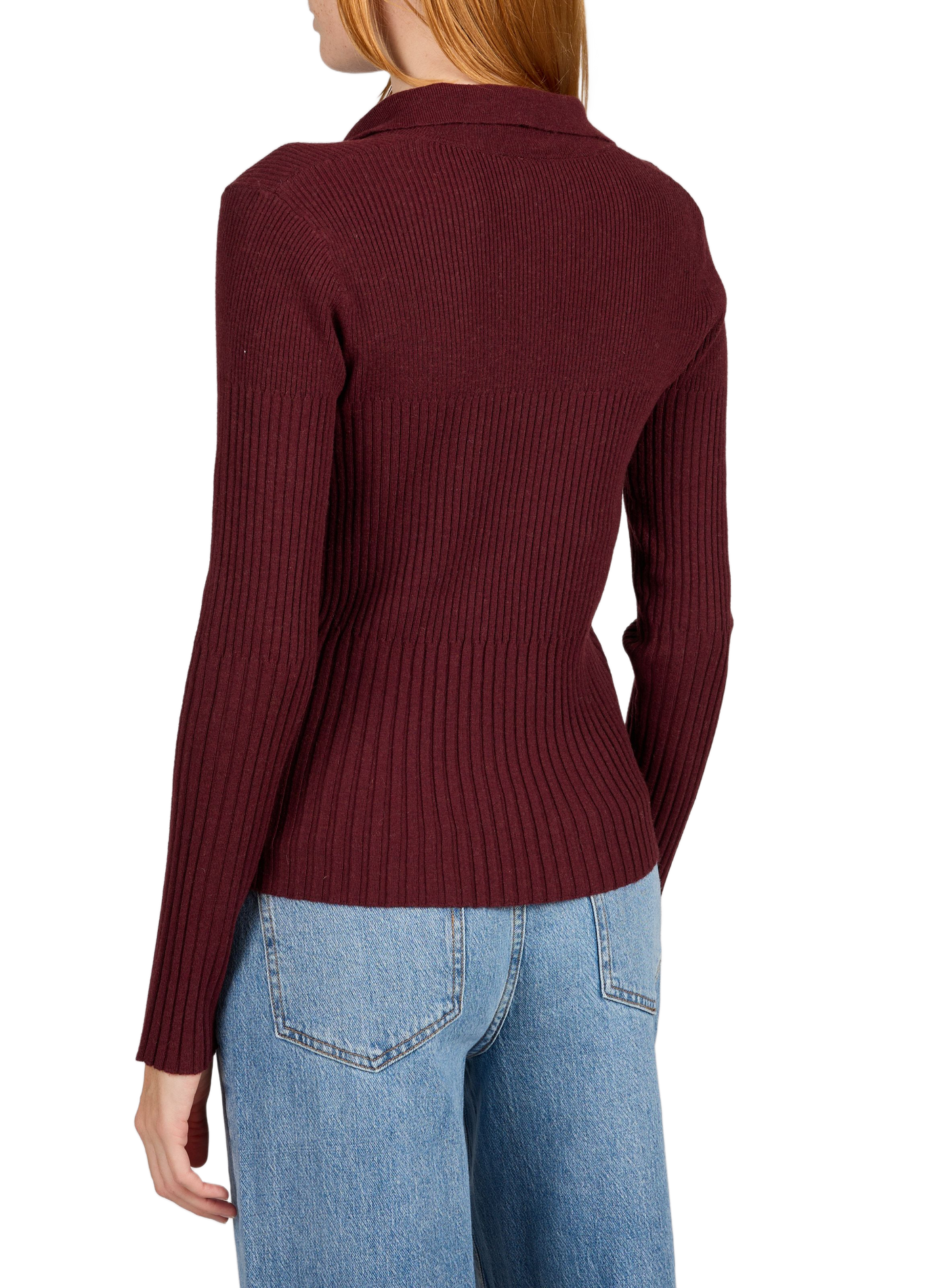 Pullover mit Polokragen und taillierter Passform | Rot VILA Damen